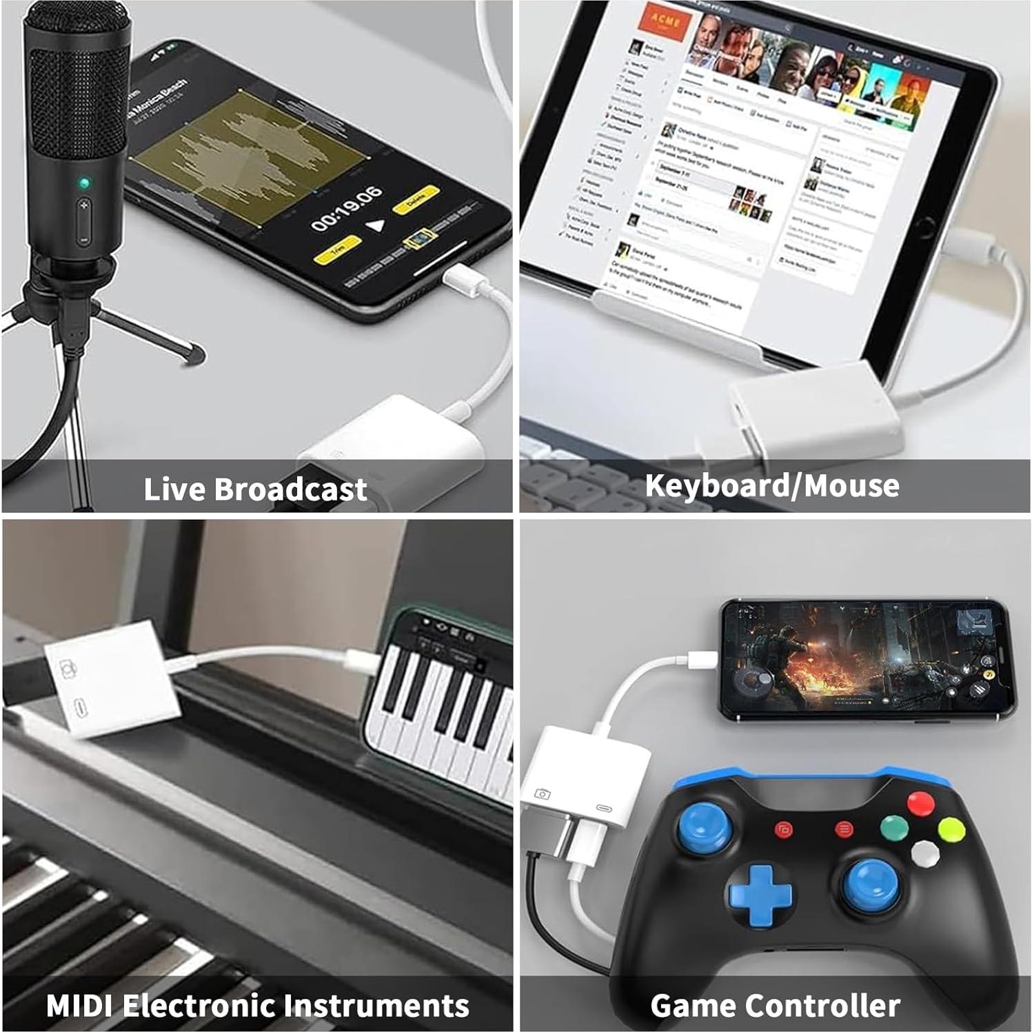 [Apple MFi Certified] Lightning to USB Camera Adapter for iPhone, iPad to USB 3.0 Female OTG Adapter with Charging Port, Plug and Play, Support Card Reader, USB Flash Drives, Keyboard