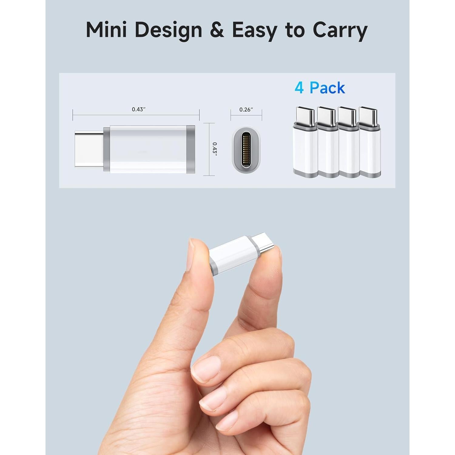 Paquete de 4 Adaptadores Lightning a USB-C ZOOAUX para iPhone 15/16