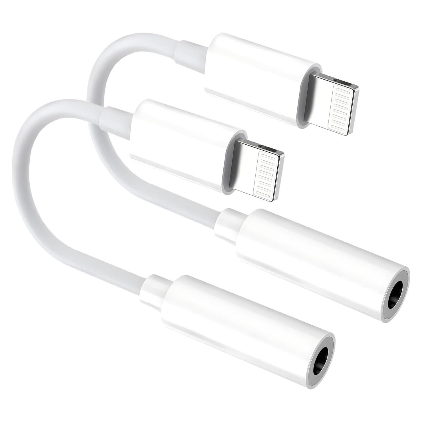 [Apple MFi Certified] 2 Pack Lightning to 3.5mm Aux Audio Adapter, Headphone Jack Converter Dongle for iPhone 14/13/12/X/XR & iPad (Supports All iOS Systems)