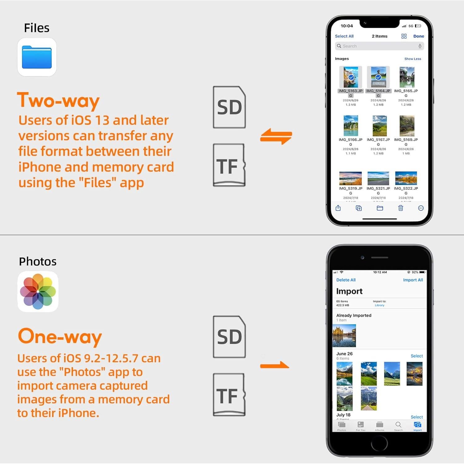 Lector de Tarjetas SD Bwttcb para iPhone - Adaptador USB Lightning