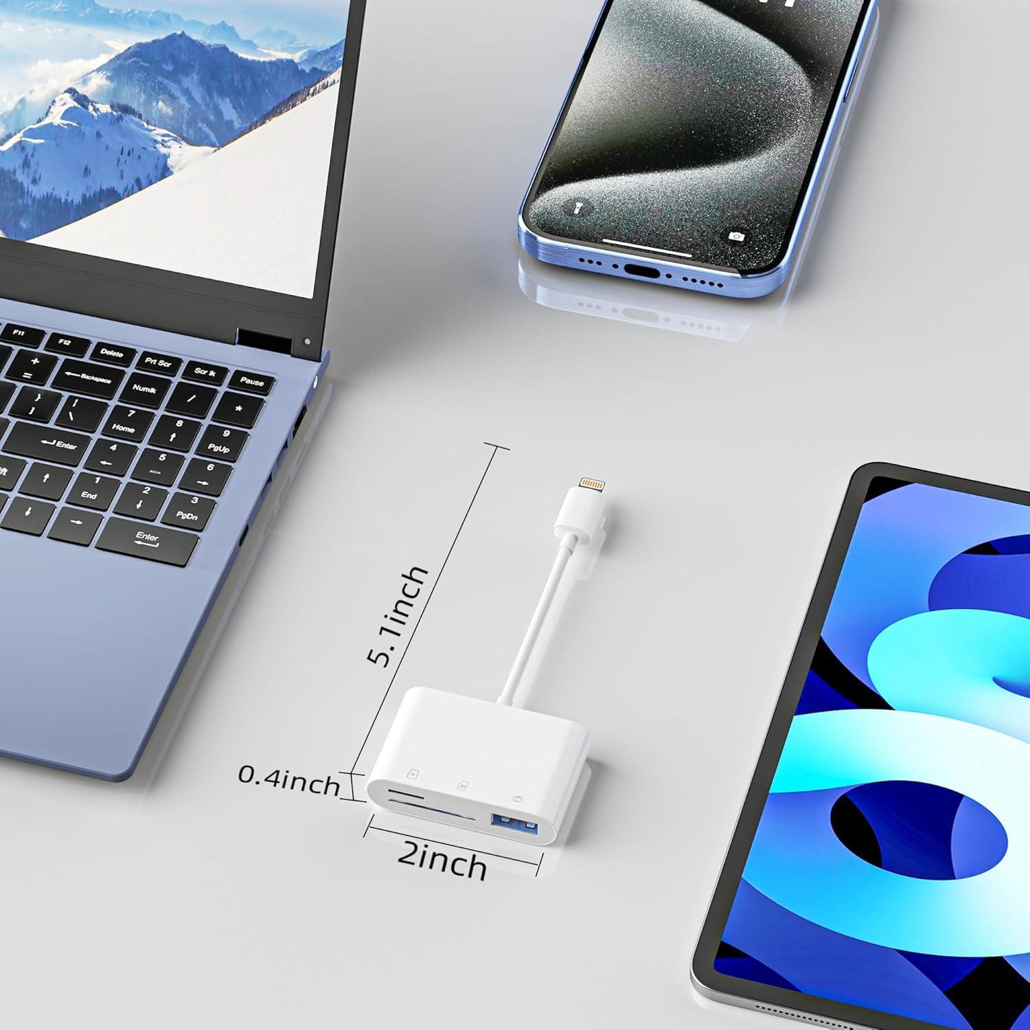 Lector de Tarjetas SD Bwttcb para iPhone - Adaptador USB Lightning