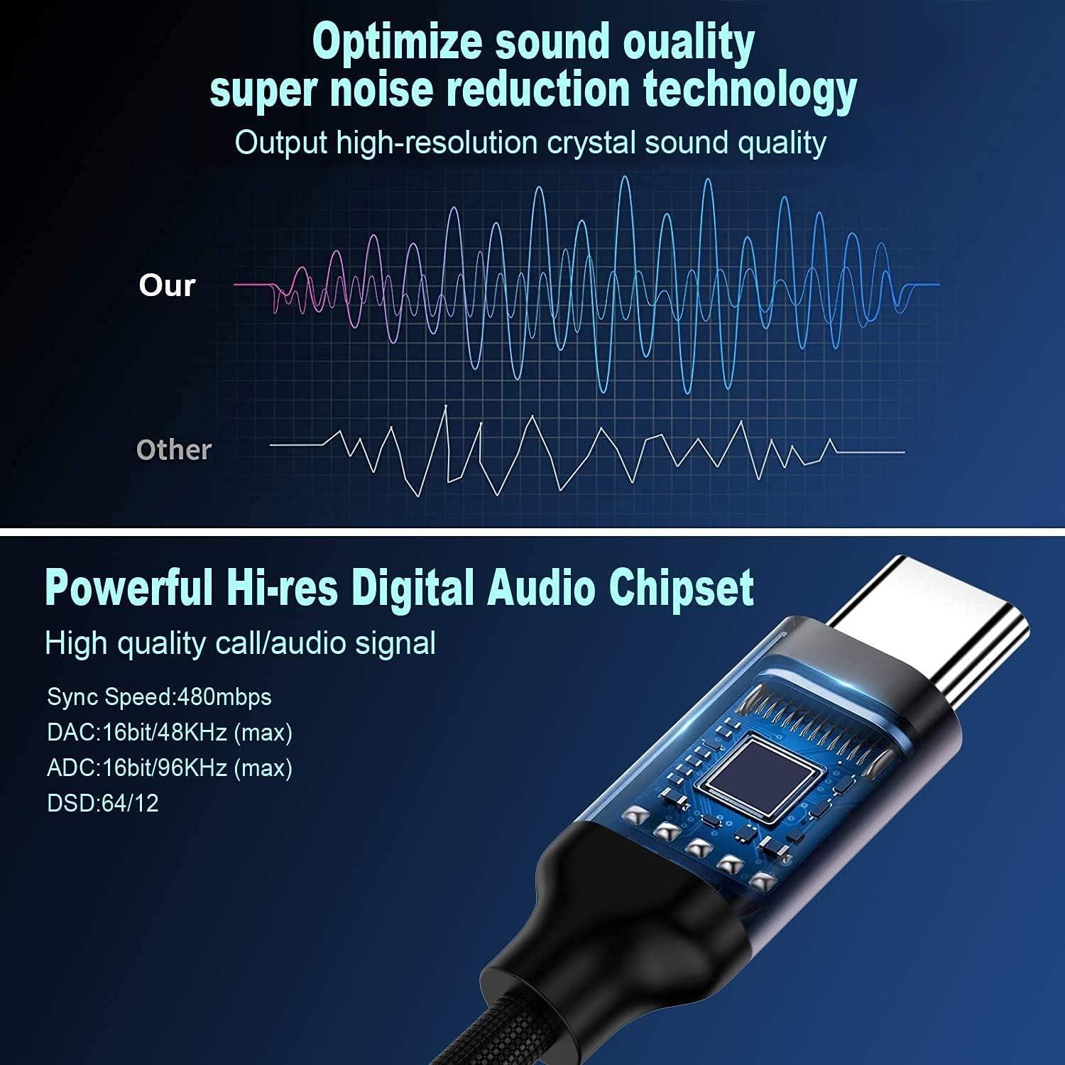 Adaptador USB-C a 3.5mm YCH - 2 Paquetes, Audio Hi-Fi