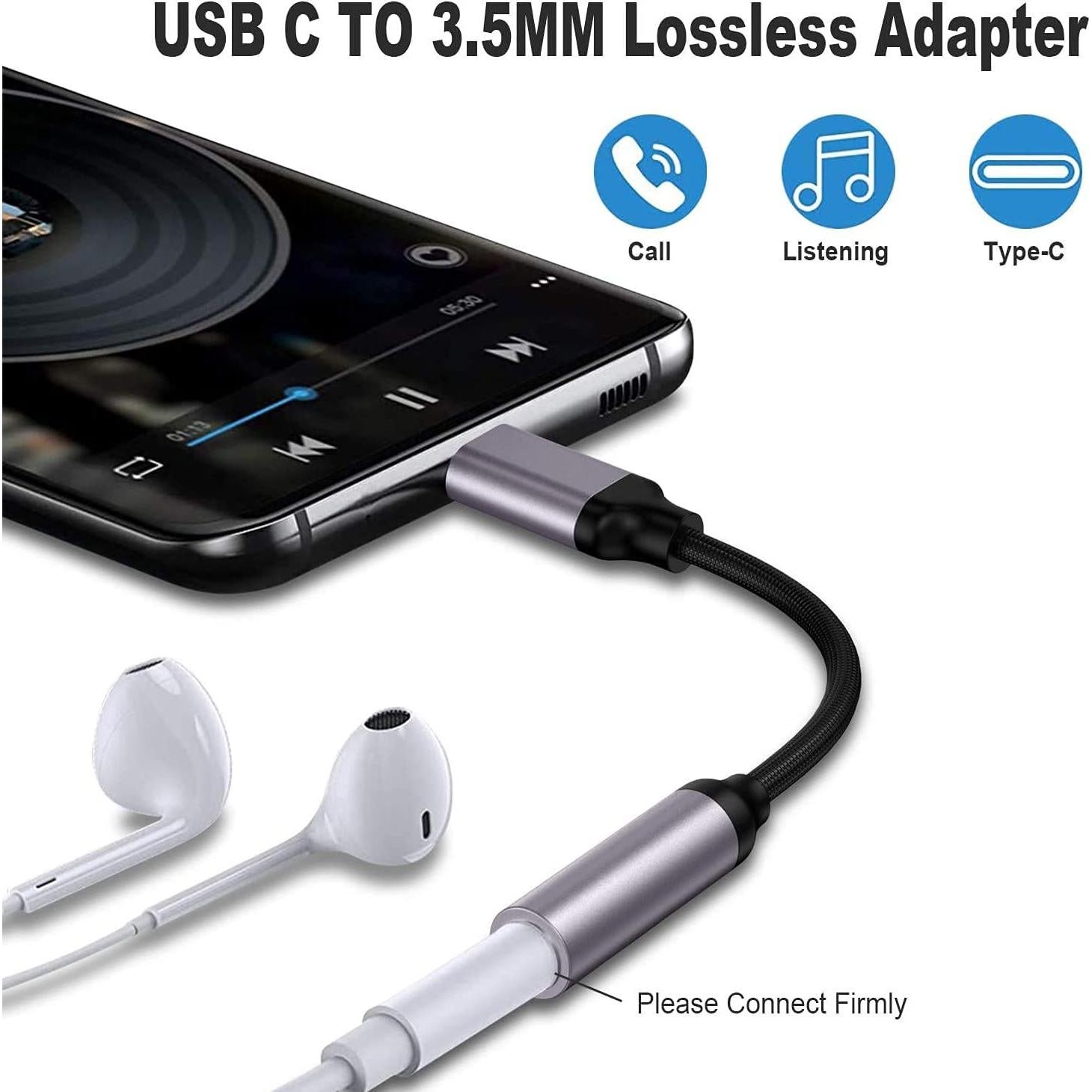 Adaptador USB-C a 3.5mm YCH - 2 Paquetes, Audio Hi-Fi