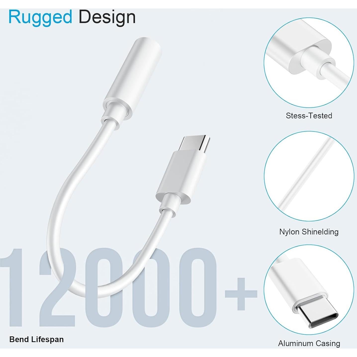 Adaptador USB C a Jack 3.5mm YGKSAA - 4PCS, Compatible con Samsung y Pixel