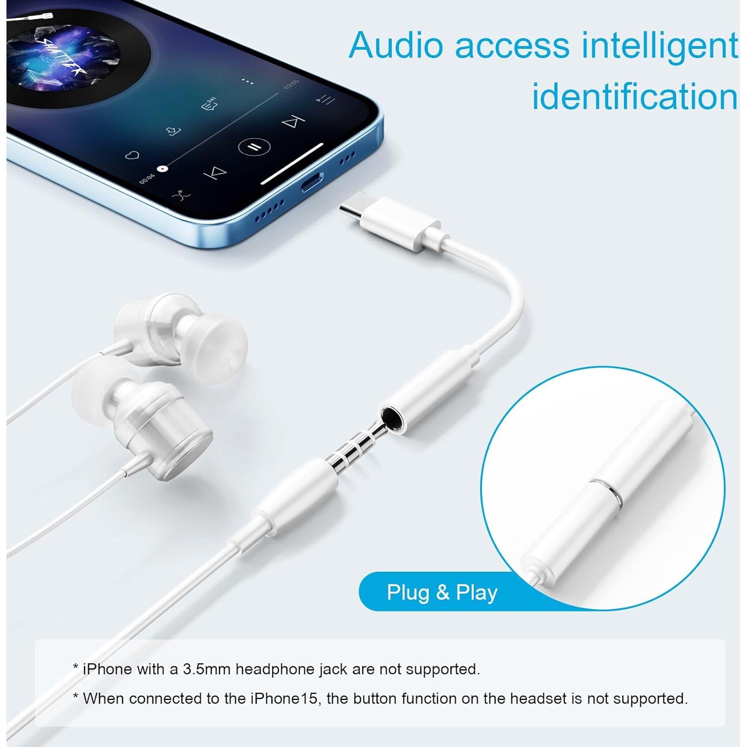 Adaptador USB C a Jack 3.5mm YGKSAA - 4PCS, Compatible con Samsung y Pixel