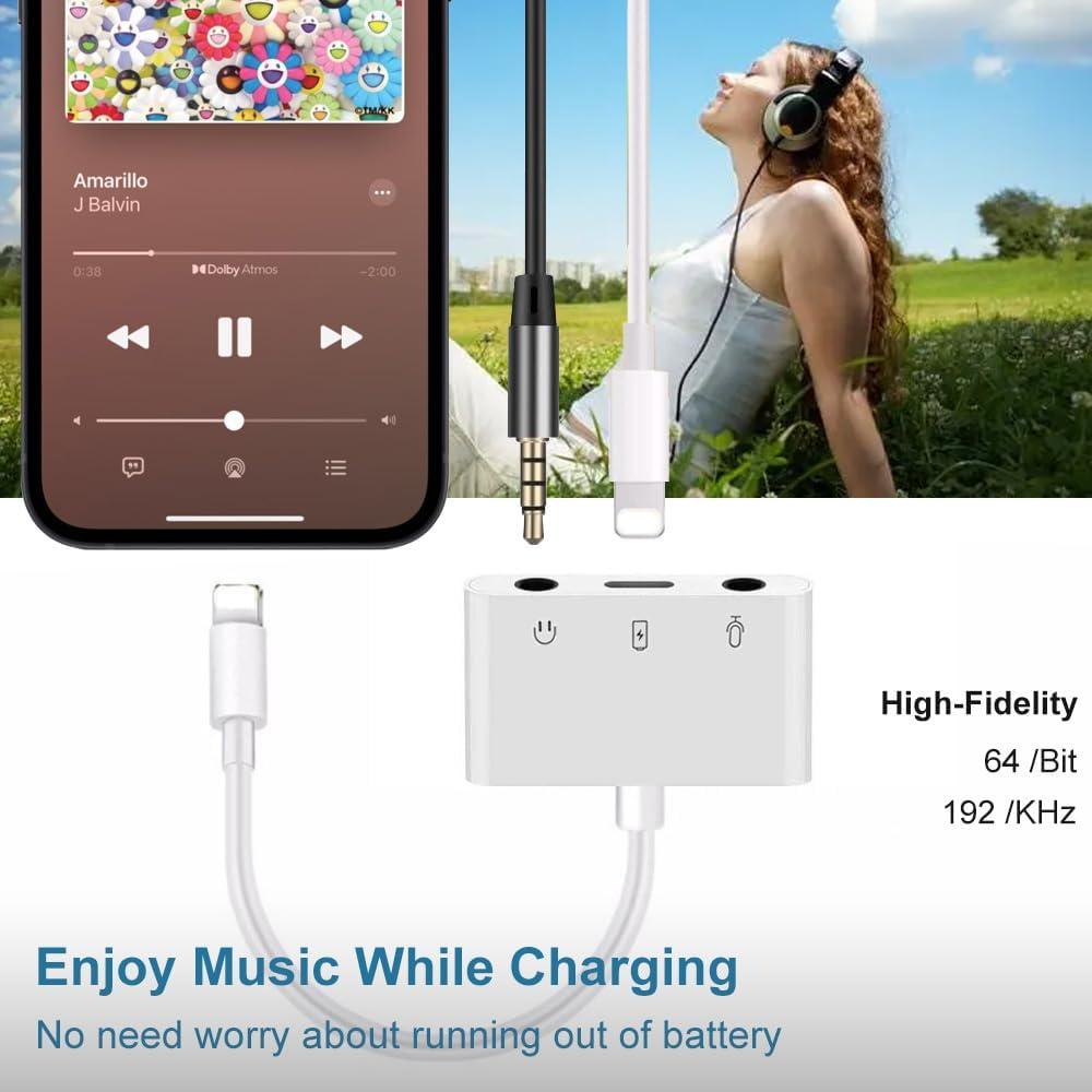 Adaptador de Micrófono y Auriculares 3.5mm Sanjyut para iPhone
