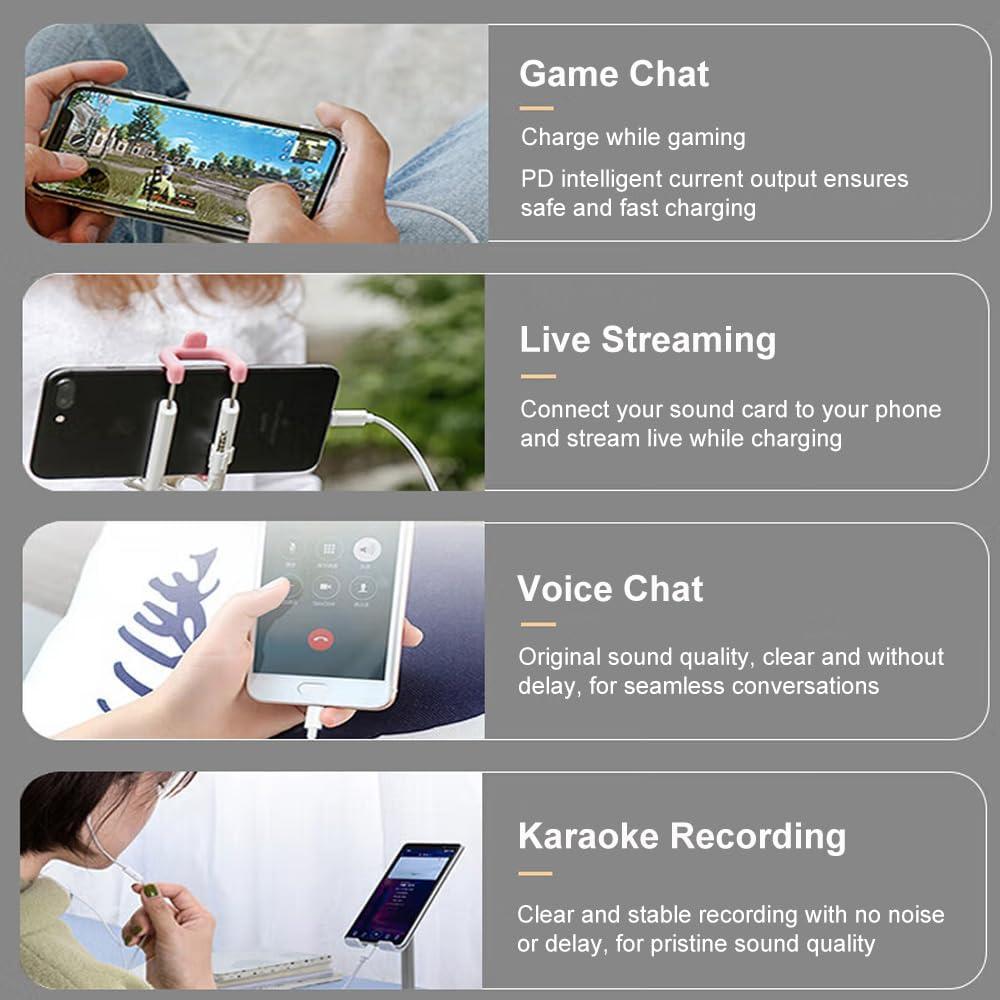 Adaptador de Micrófono y Auriculares 3.5mm Sanjyut para iPhone