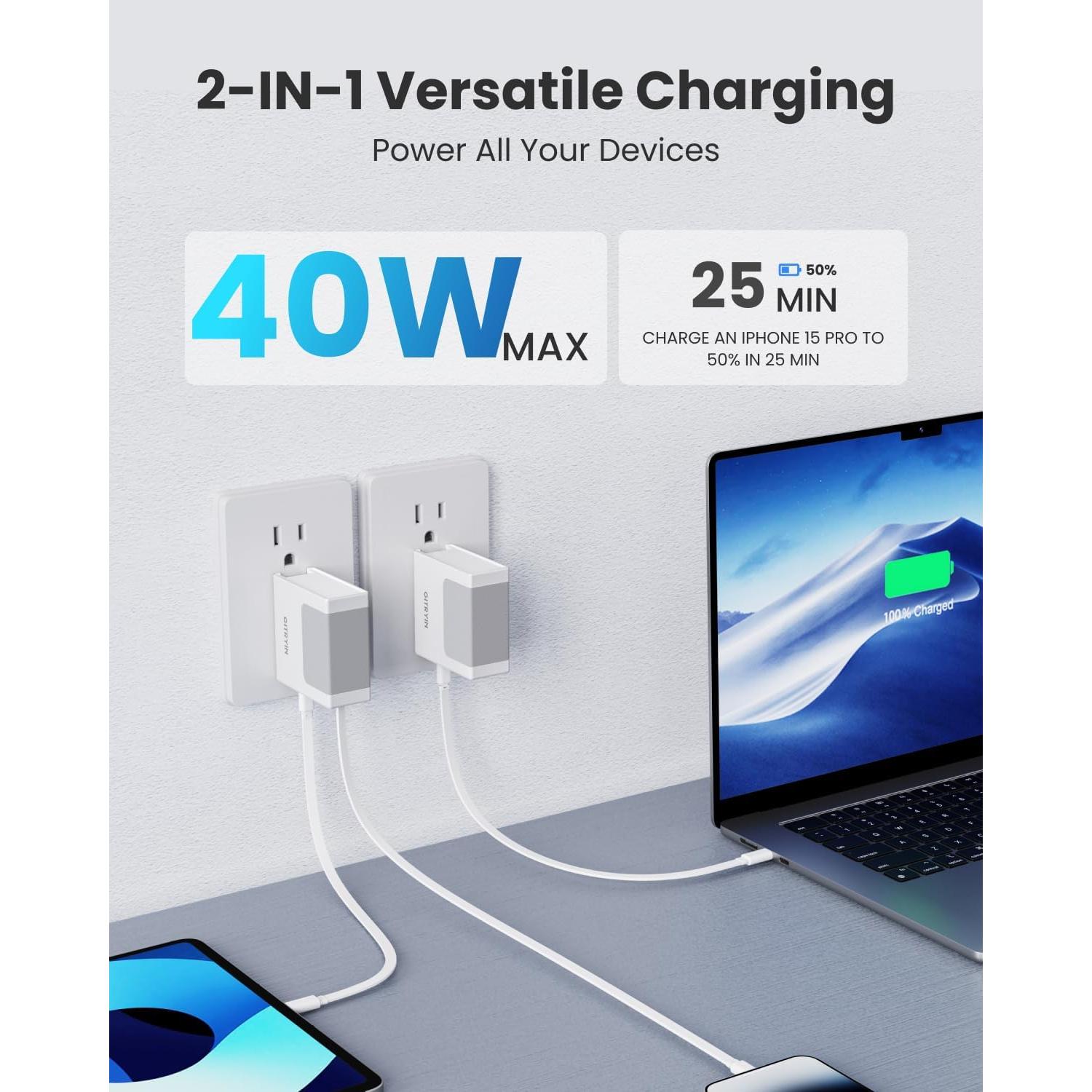 Cargador de Pared Gitryin 40W con Cable Tipo-C Retráctil 80cm