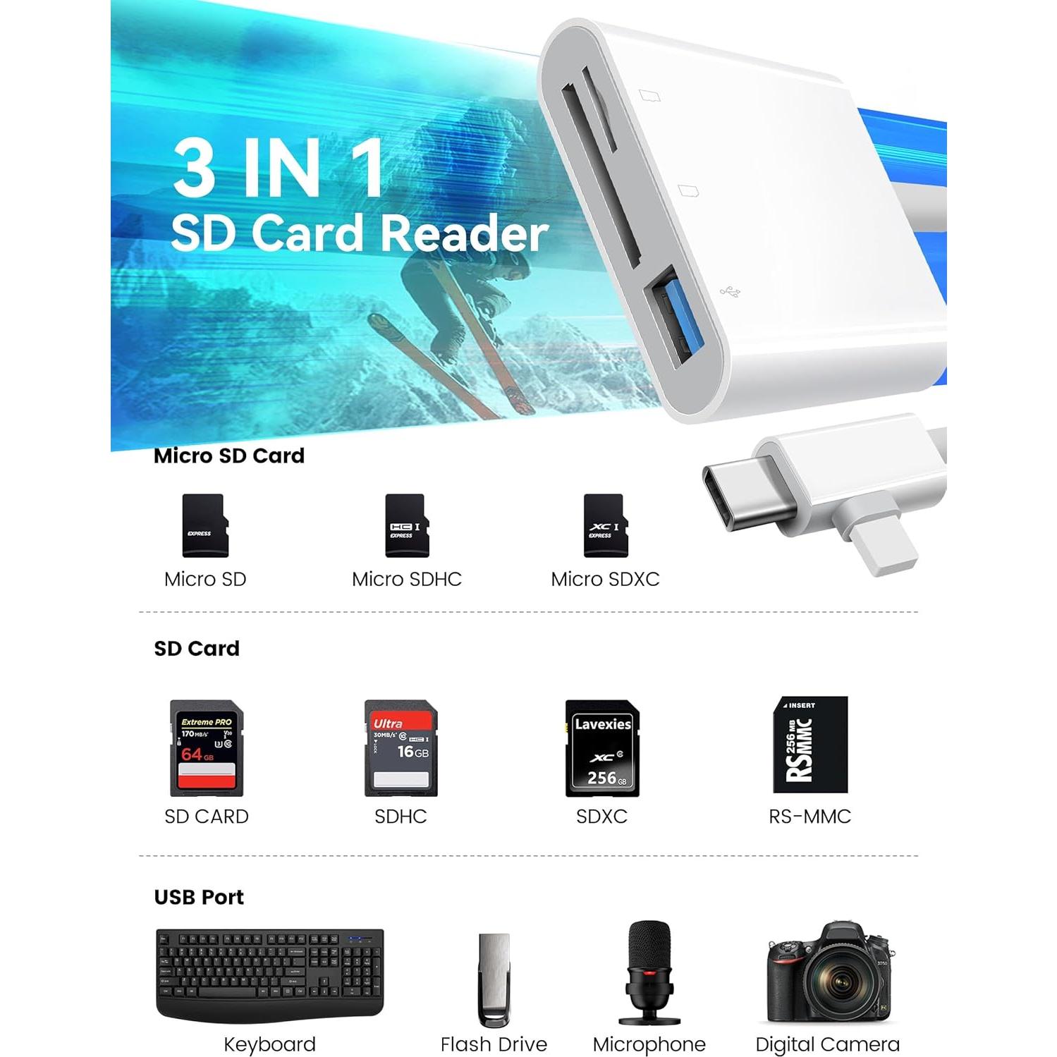 Lector de Tarjetas SD OPxjzws Dual USB-C y Lightning 32g