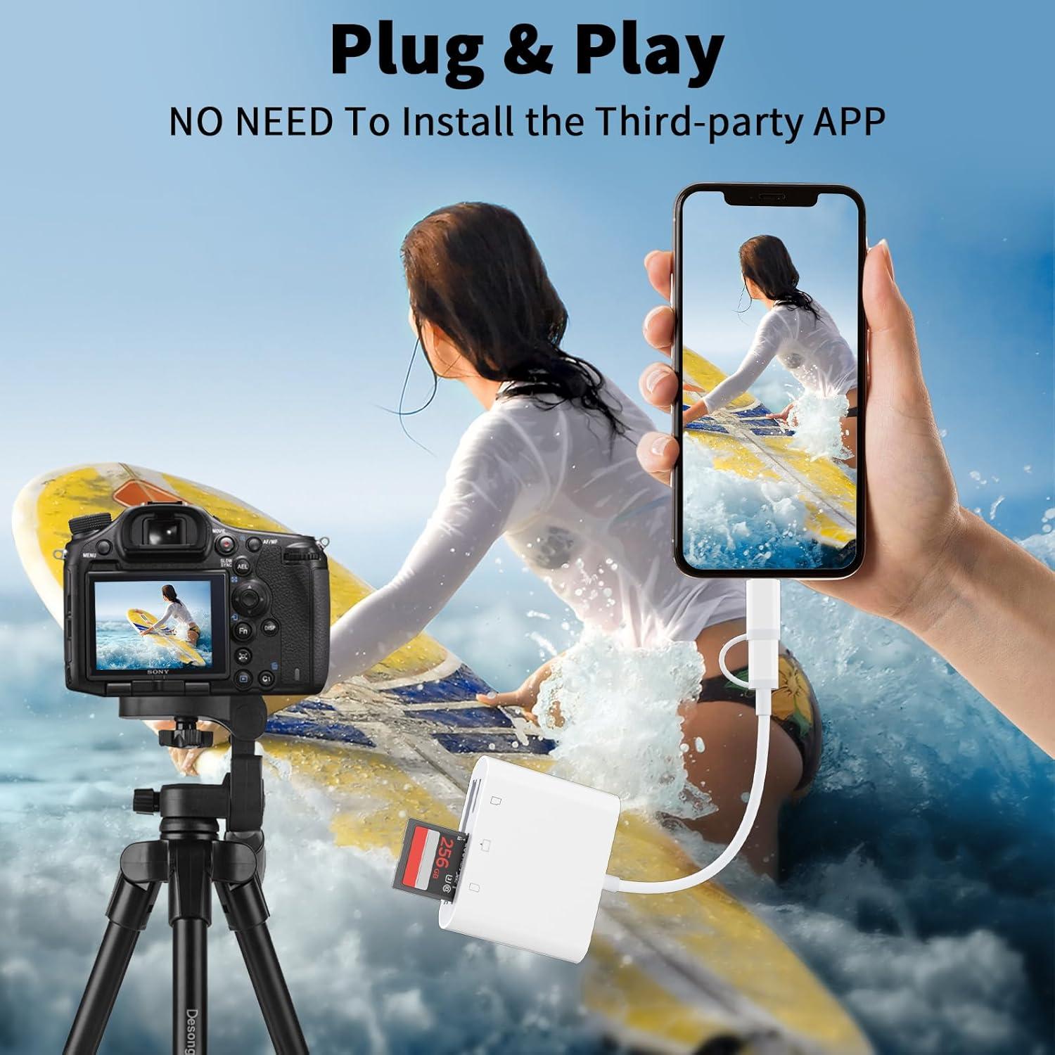 Lector de tarjetas SD USB C y Lightning Aplimln 3 en 1