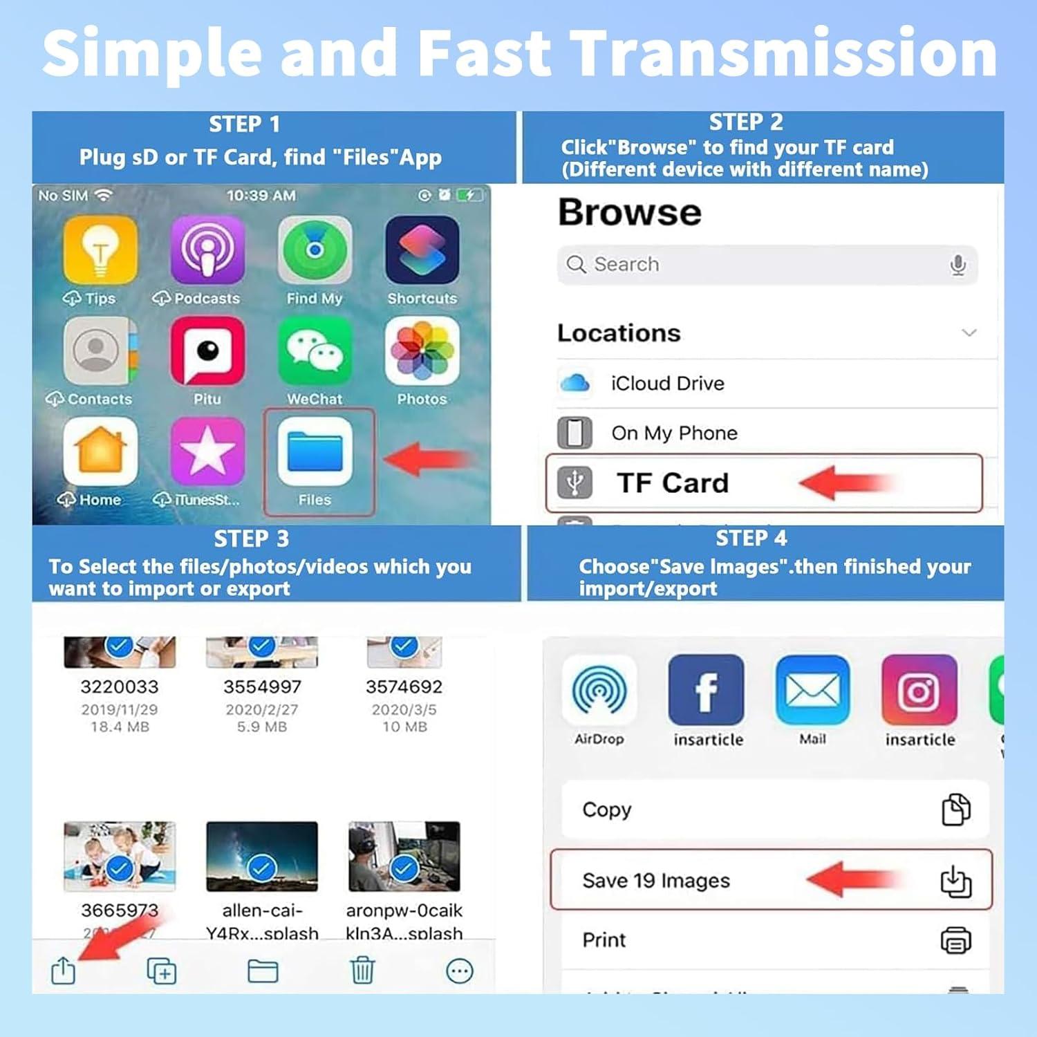 Lector de tarjetas SD USB C y Lightning Aplimln 3 en 1