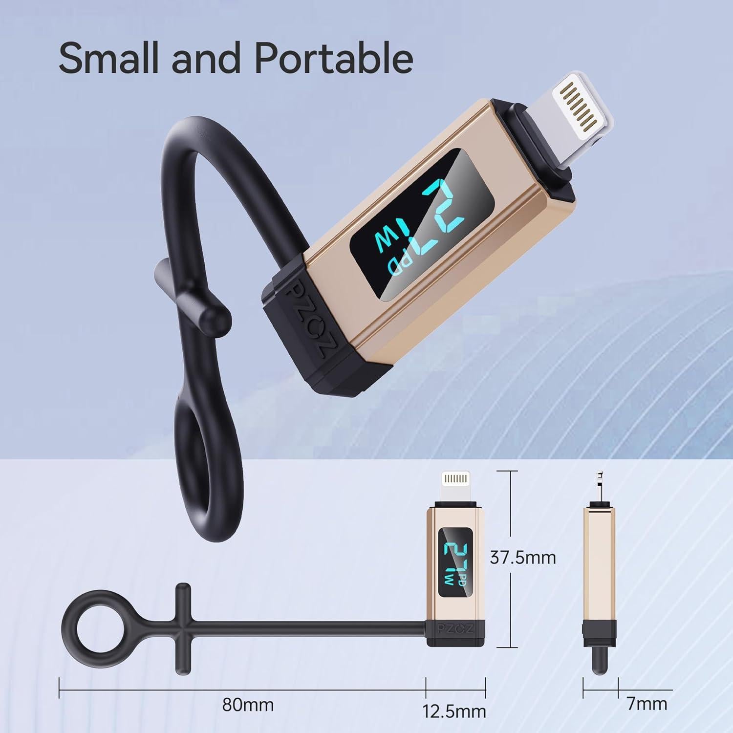 Adaptador USB C a Lightning PZOZ 27W con Pantalla LED - 2 Paquetes