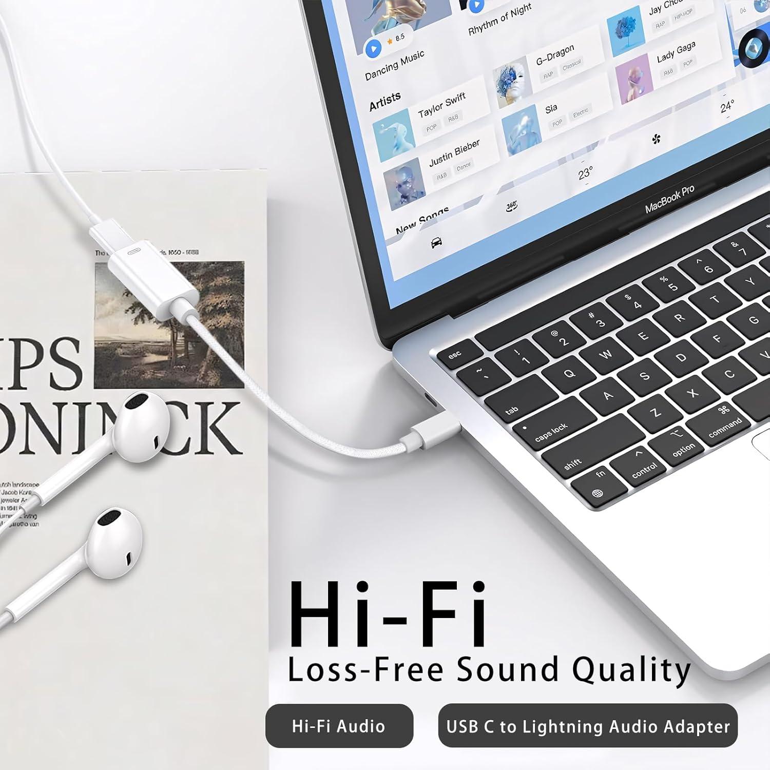 Adaptador USB C a Lightning GetsISKON - Audio y Carga Rápida