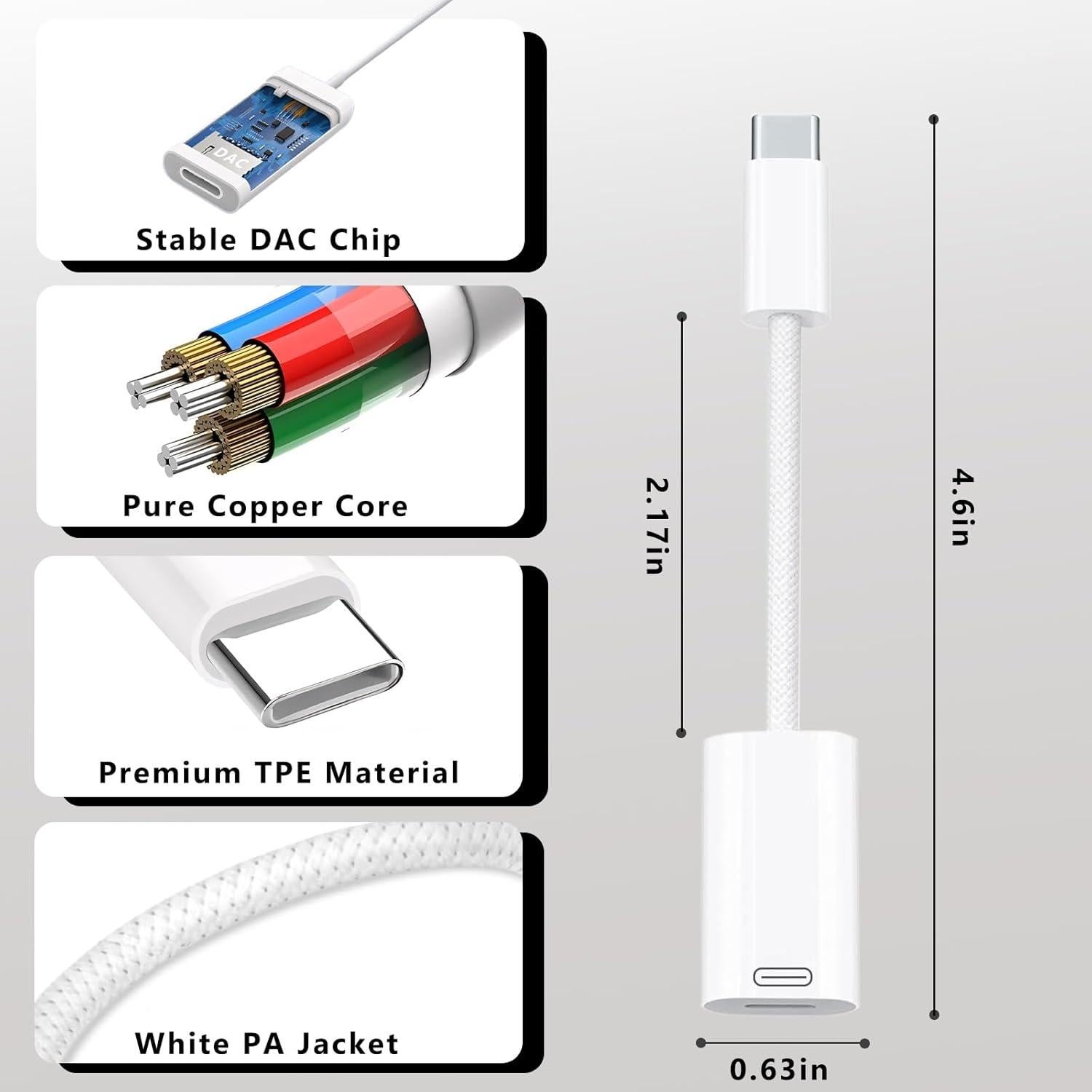 Adaptador USB C a Lightning GetsISKON - Audio y Carga Rápida