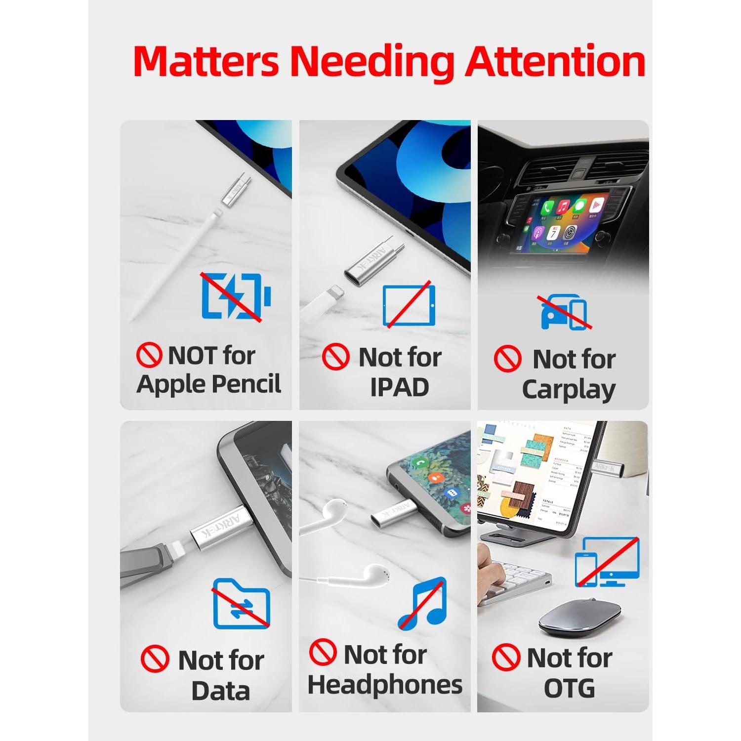 Adaptador USB-C ARKTEK Lightning a USB Tipo C - Carga Rápida