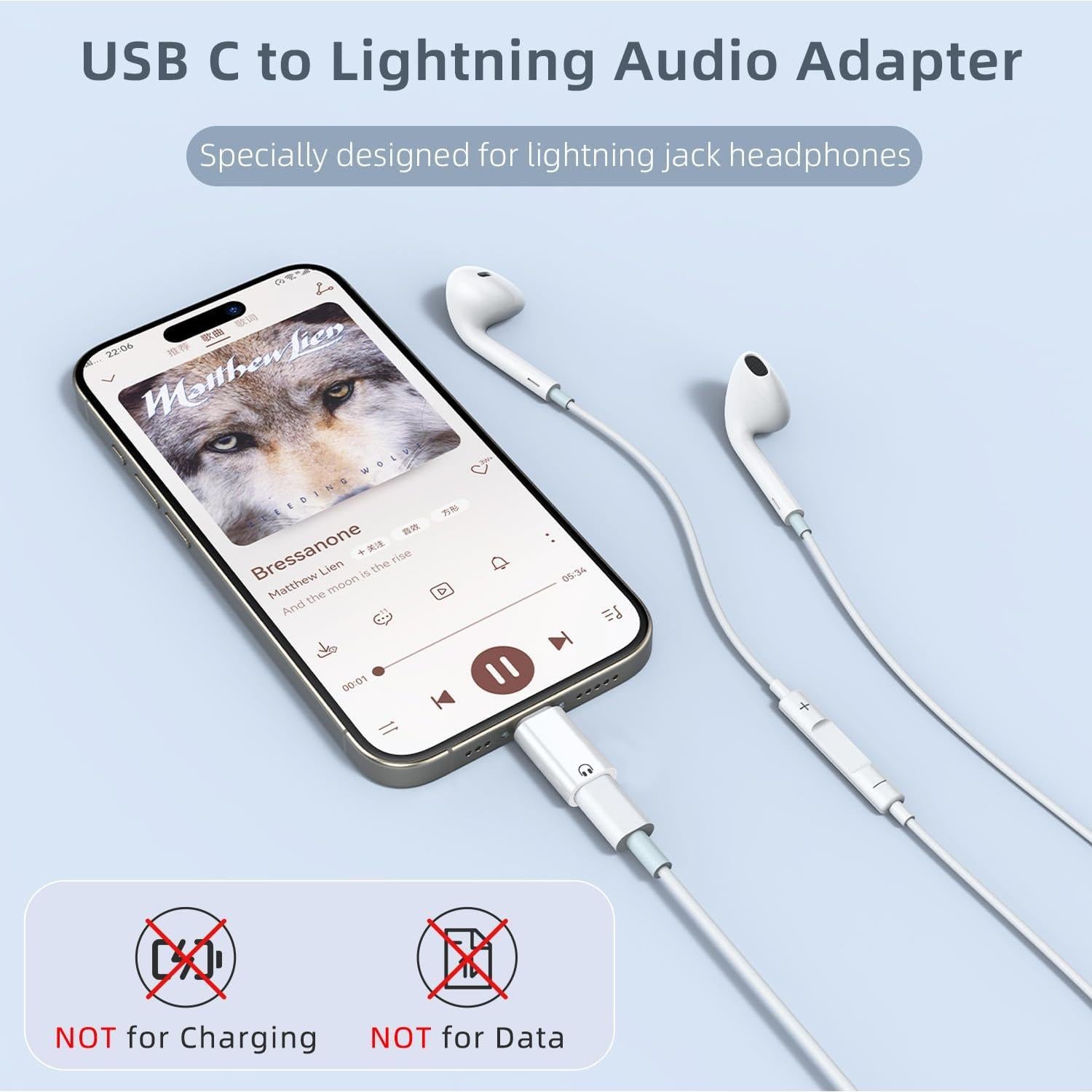 Adaptadores de Audio USB C a Lightning Jadebones - 2 Piezas
