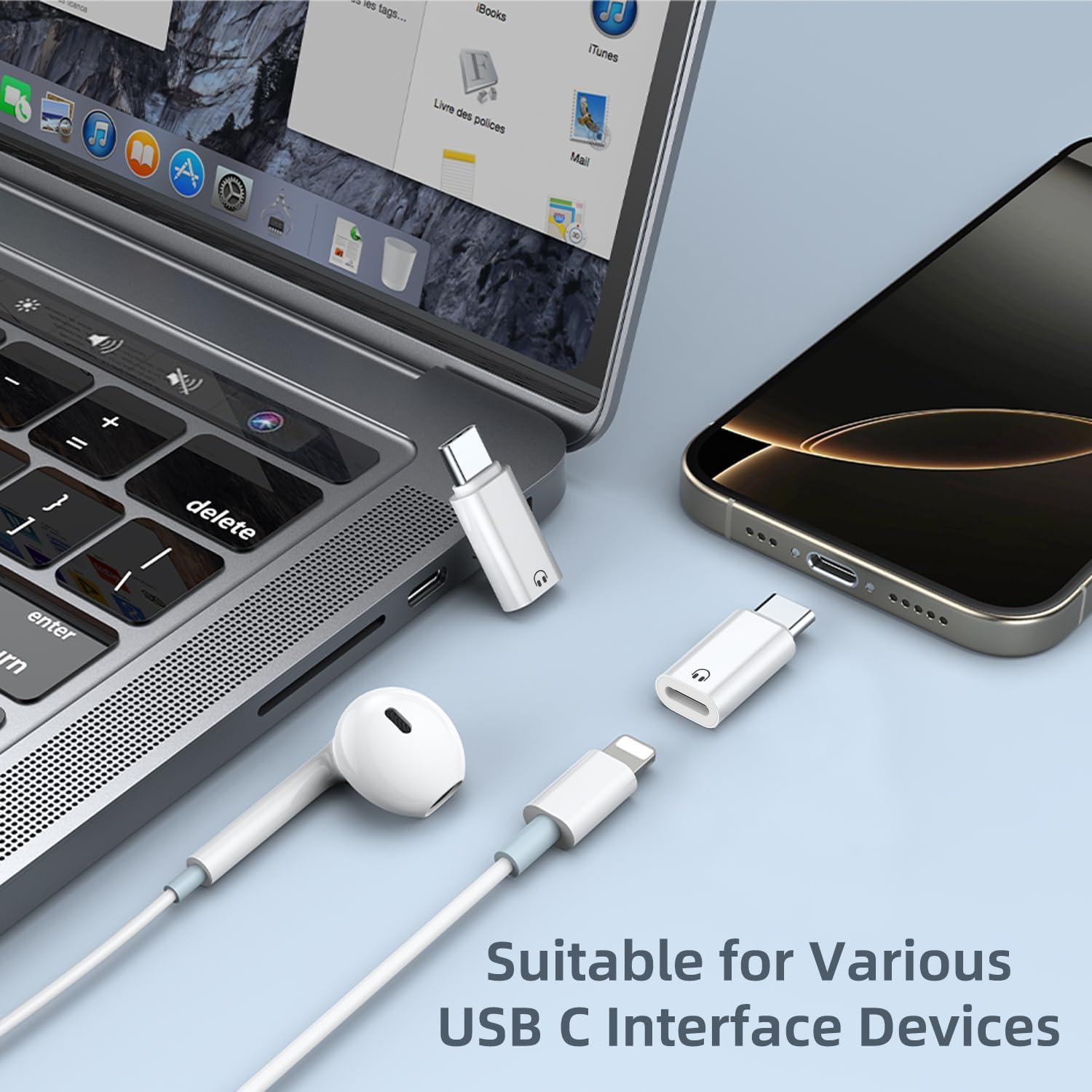 Adaptadores de Audio USB C a Lightning Jadebones - 2 Piezas