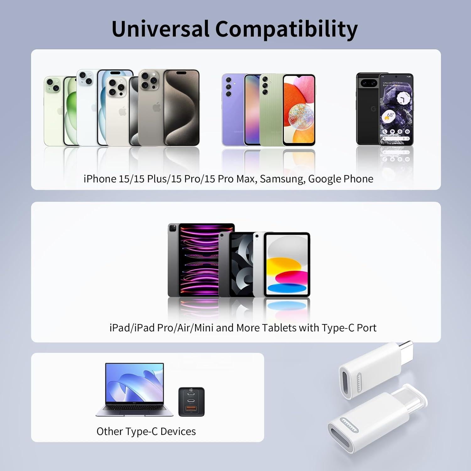 Adaptador Lightning a USB C TiMOVO - Carga Rápida 35W - 2 Pcs