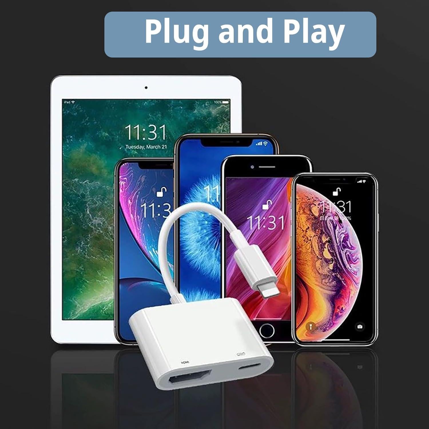 Adaptador Lightning a HDMI Untvie 1080P Compatible iOS