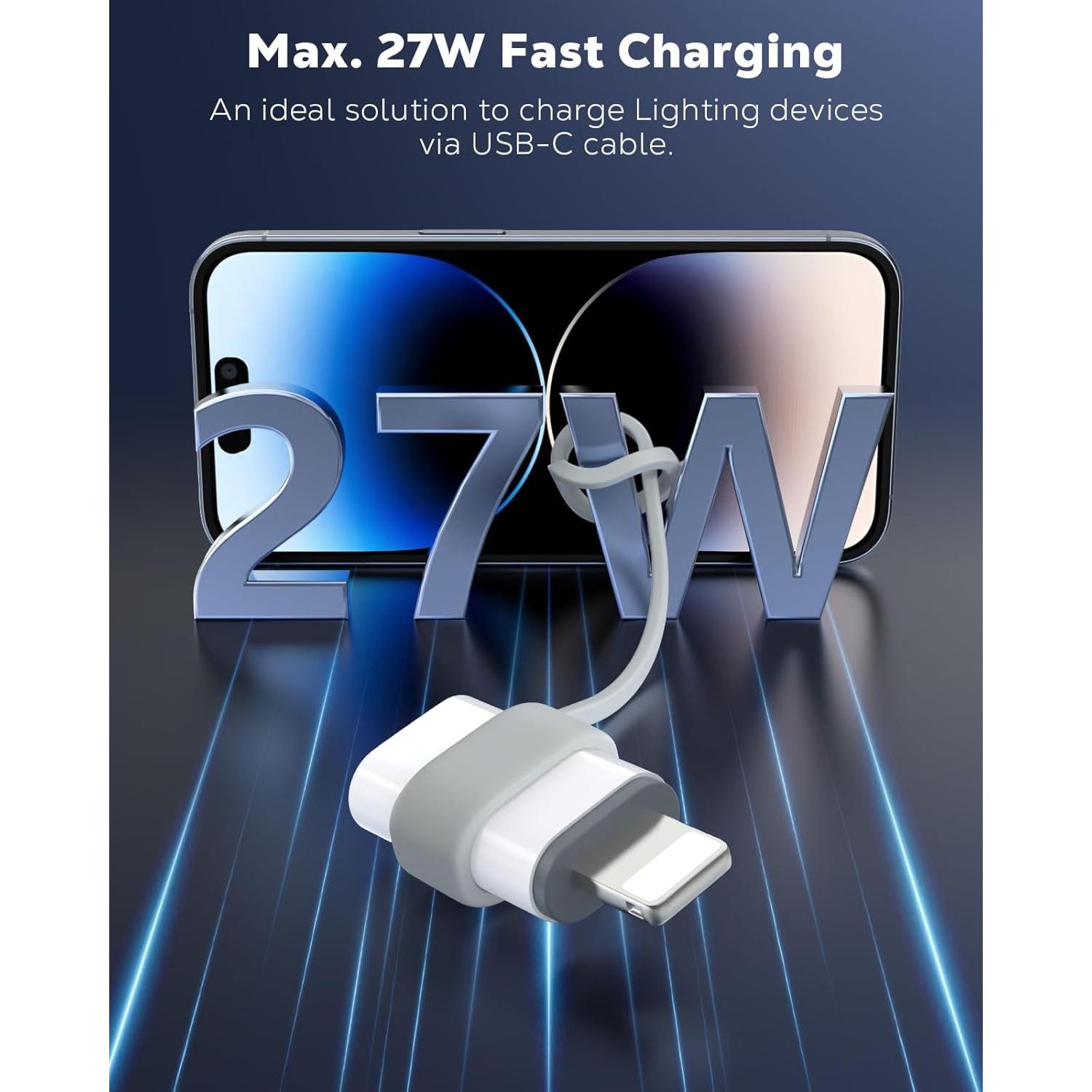 Adaptador USB C a Lightning MoKo - Carga y Sincronización - 2 Piezas