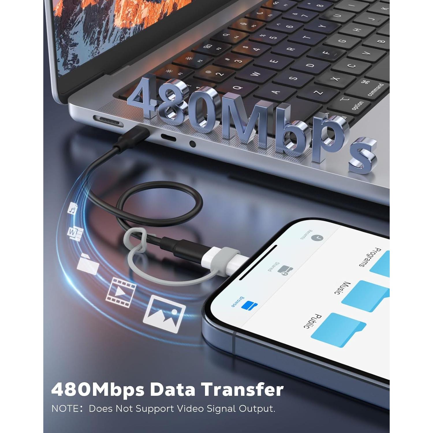 Adaptador USB C a Lightning MoKo - Carga y Sincronización - 2 Piezas