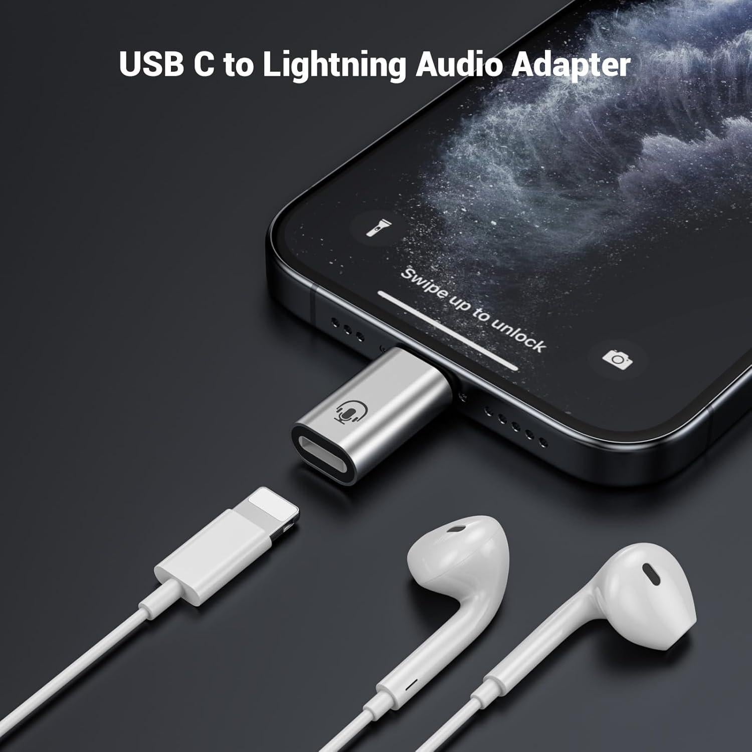 Adaptador de Audio USB C a iPhone Fidioto Plata - Solo Audio