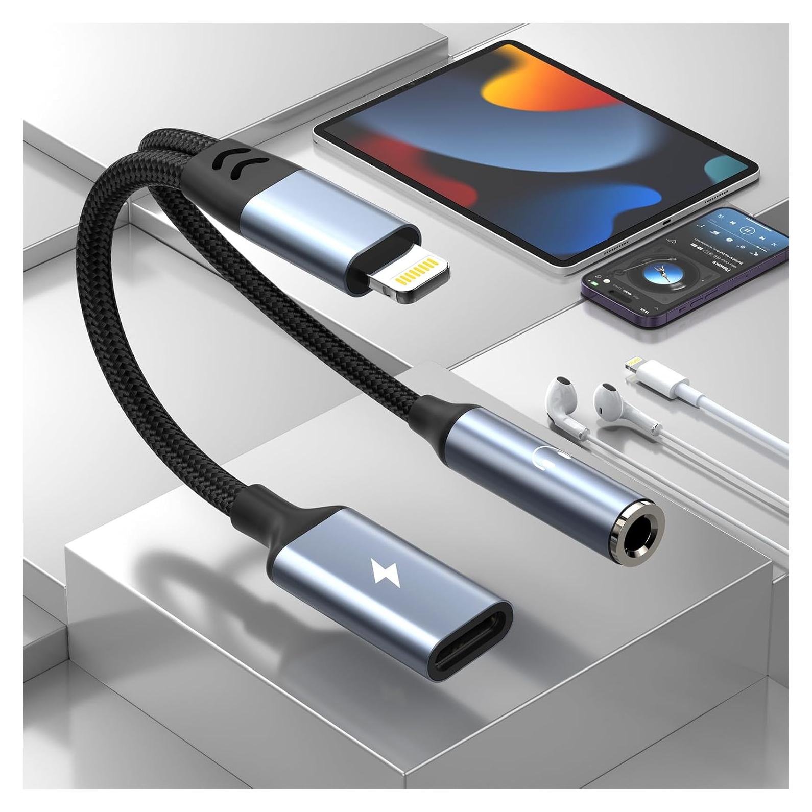 Adaptador 2 en 1 Lightning a 3.5mm Opluz para iPhone