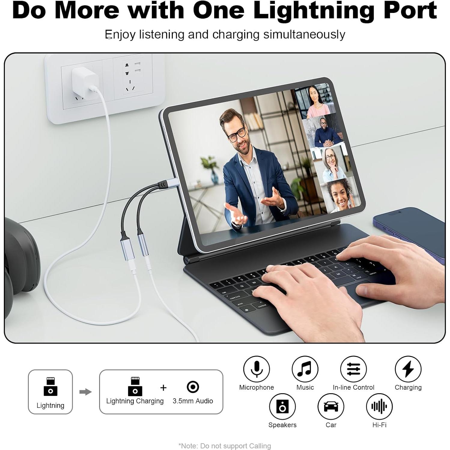 Adaptador 2 en 1 Lightning a 3.5mm Opluz para iPhone