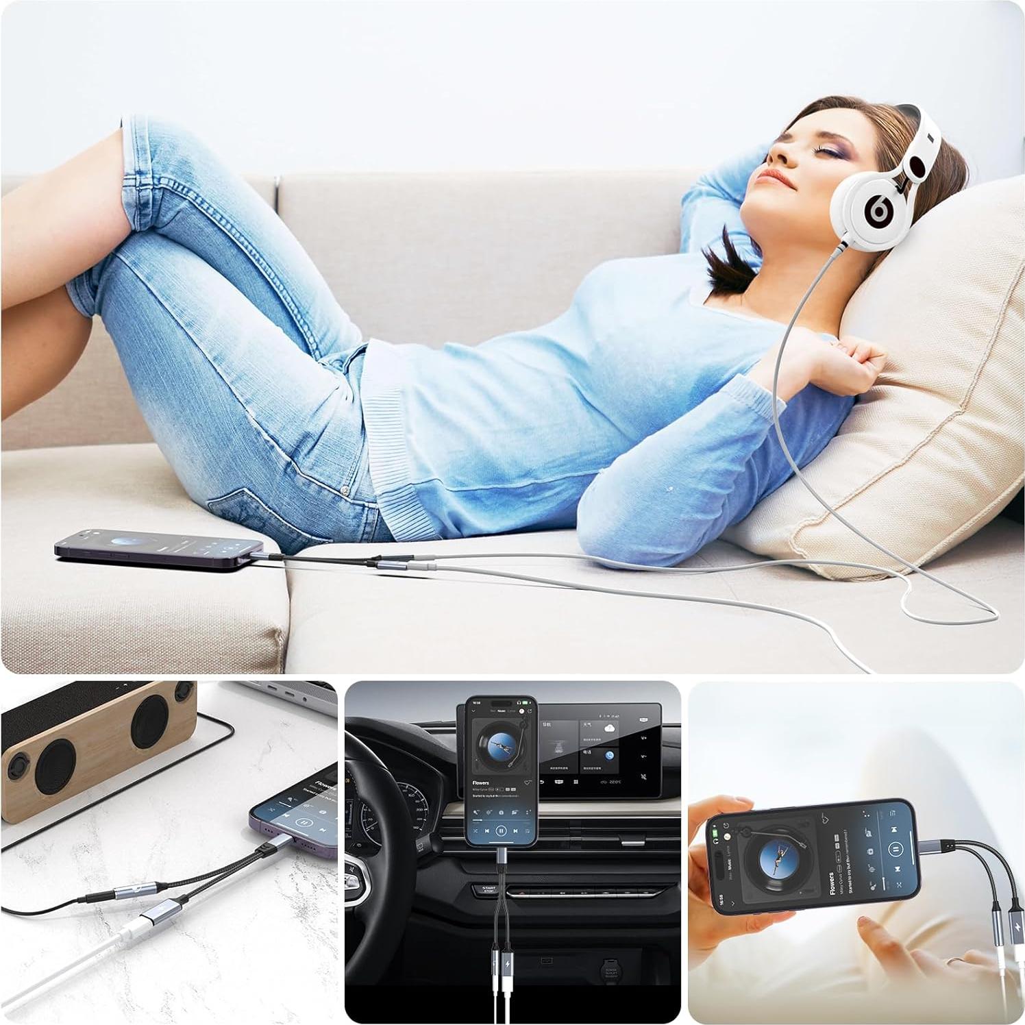 Adaptador 2 en 1 Lightning a 3.5mm Opluz para iPhone