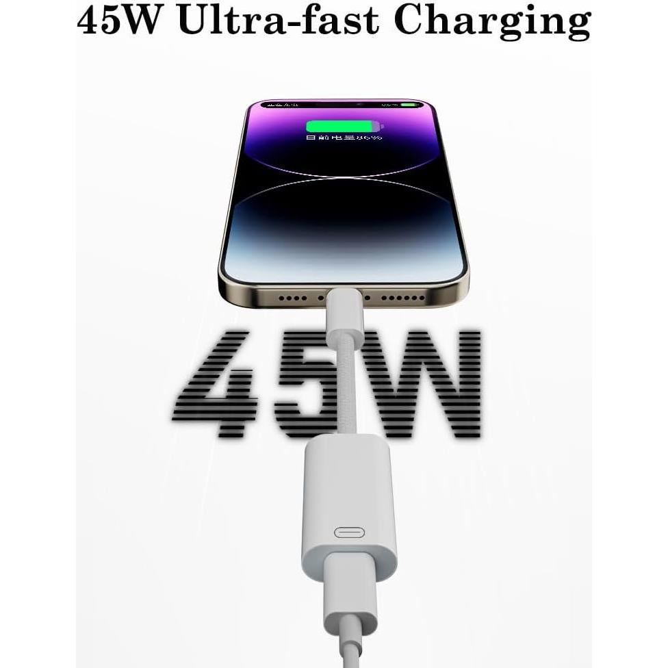 Adaptador AuviPal 3-en-1 USB C a Lightning - Carga, Datos y Audio