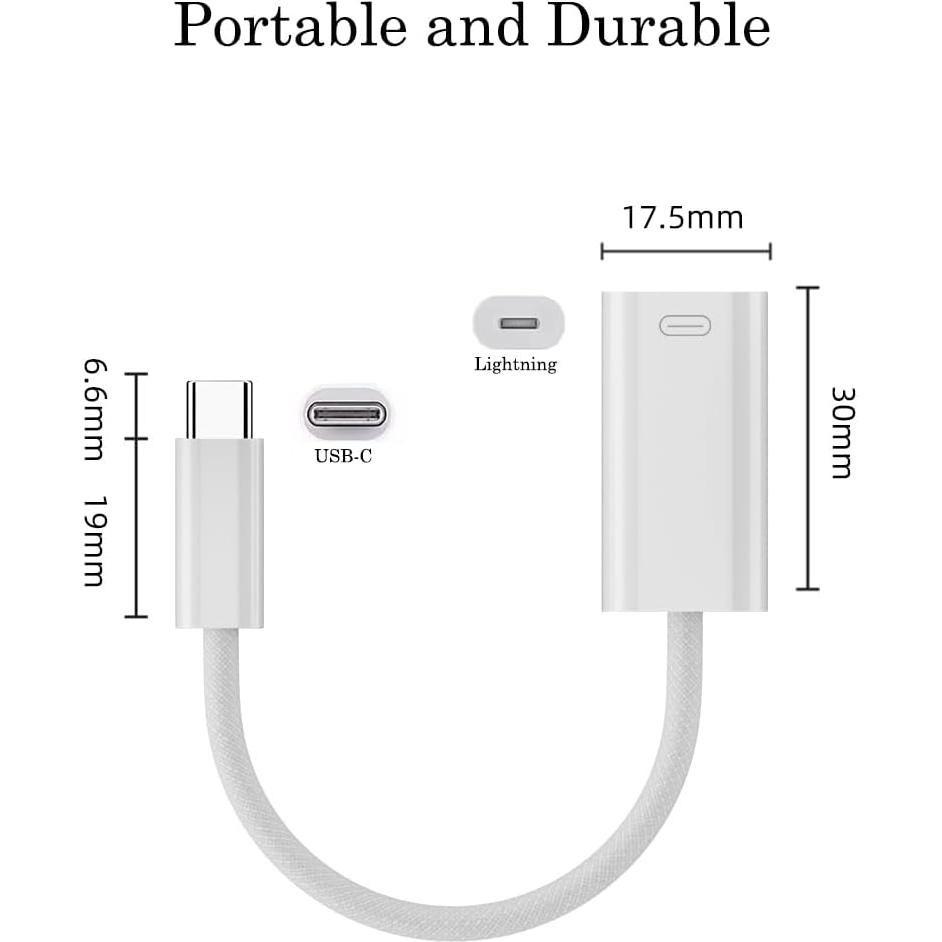 Adaptador AuviPal 3-en-1 USB C a Lightning - Carga, Datos y Audio