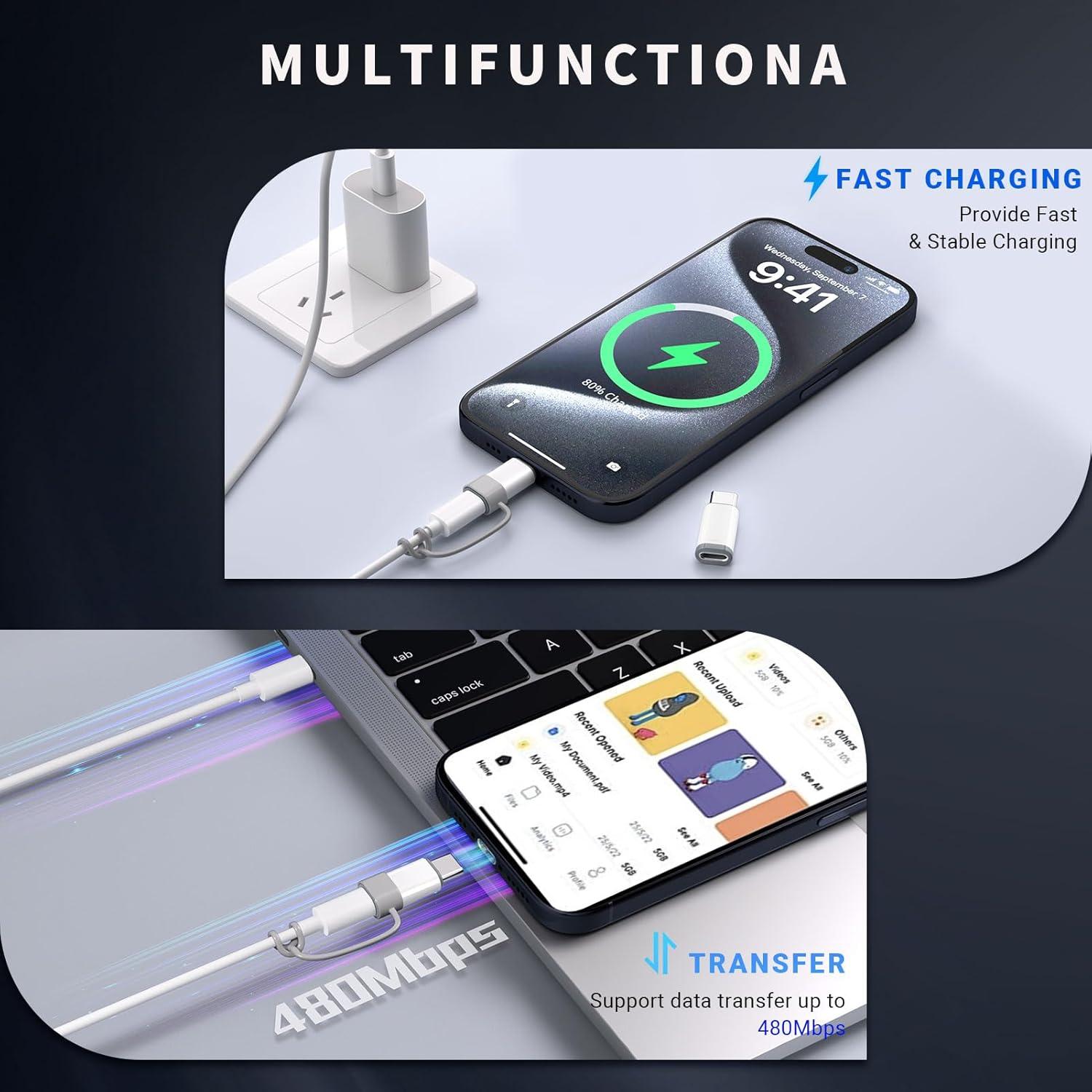 Adaptador Lightning a USB-C Nice Buddy - Carga Rápida 4 Piezas