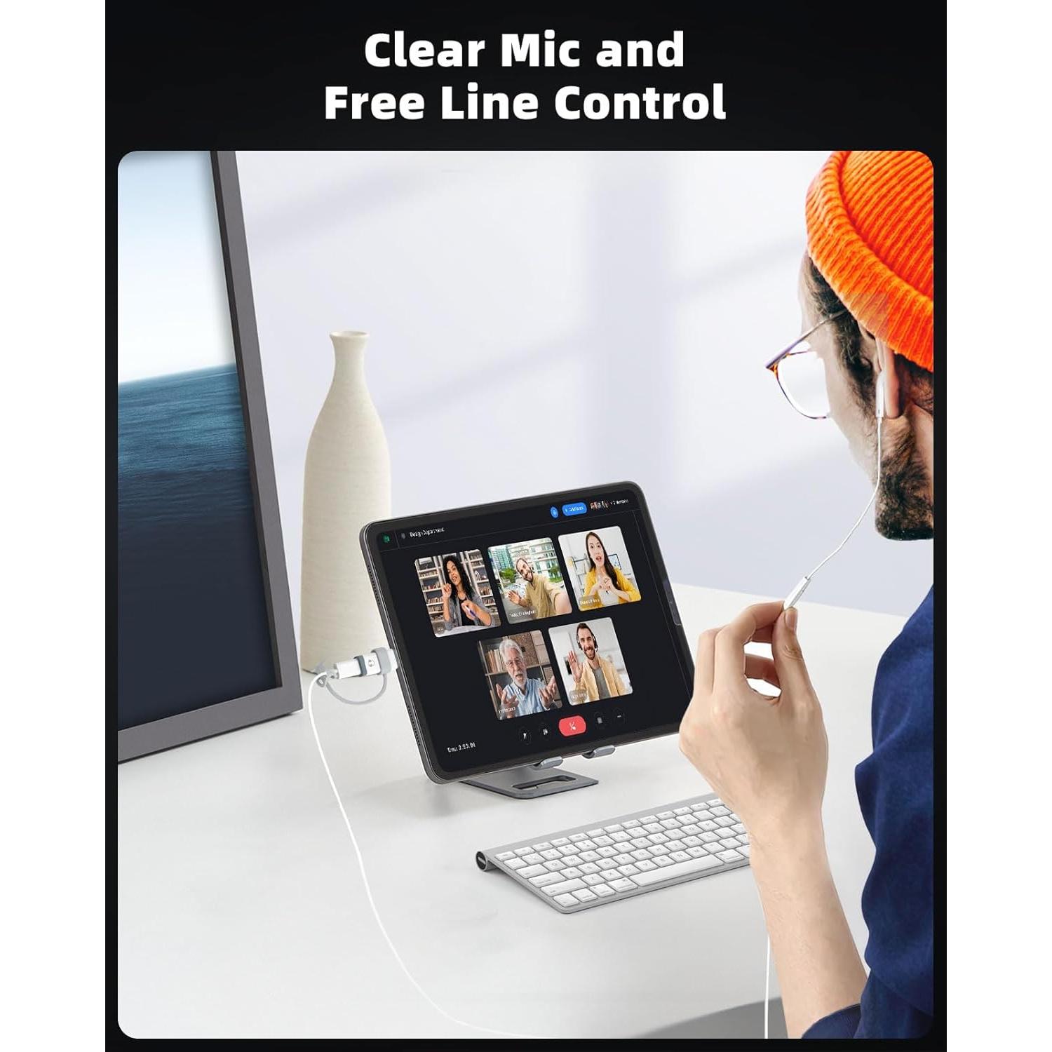 Adaptador de Lightning a USB-C MoKo para Auriculares Blanco