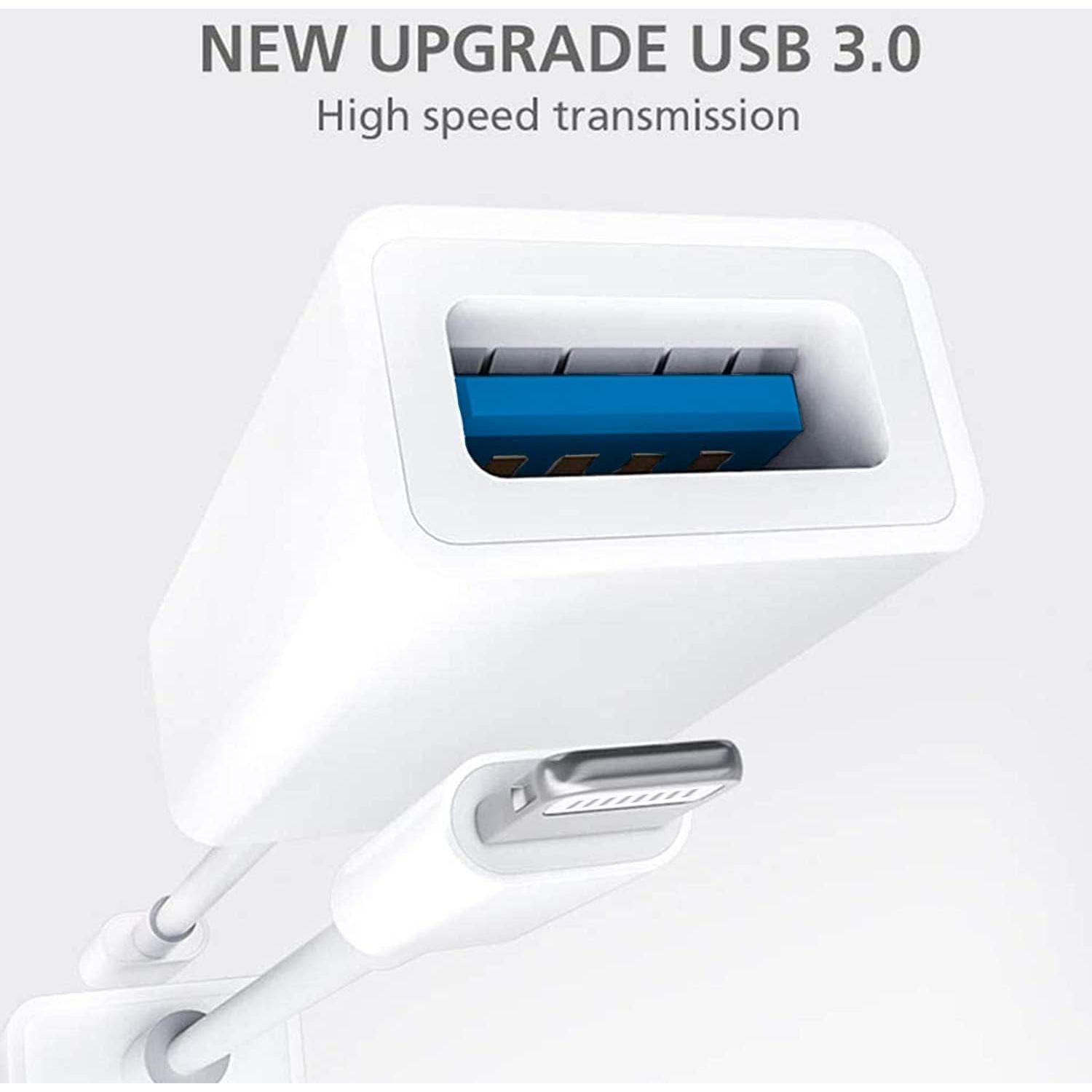 [Apple MFi Certified] Apple Lightning to USB Camera Adapter Lightning Female USB OTG Cable Adapter for Select iPhone, iPad Support Connect Camera, Card Reader, Flash Drive, MIDI Keyboard, White