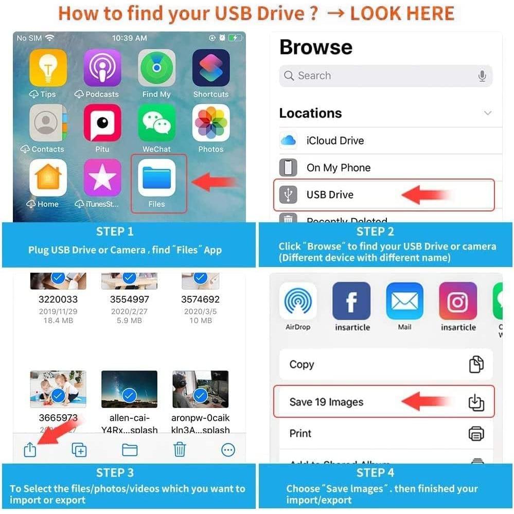[Apple MFi Certified] Apple Lightning to USB Camera Adapter Lightning Female USB OTG Cable Adapter for Select iPhone, iPad Support Connect Camera, Card Reader, Flash Drive, MIDI Keyboard, White