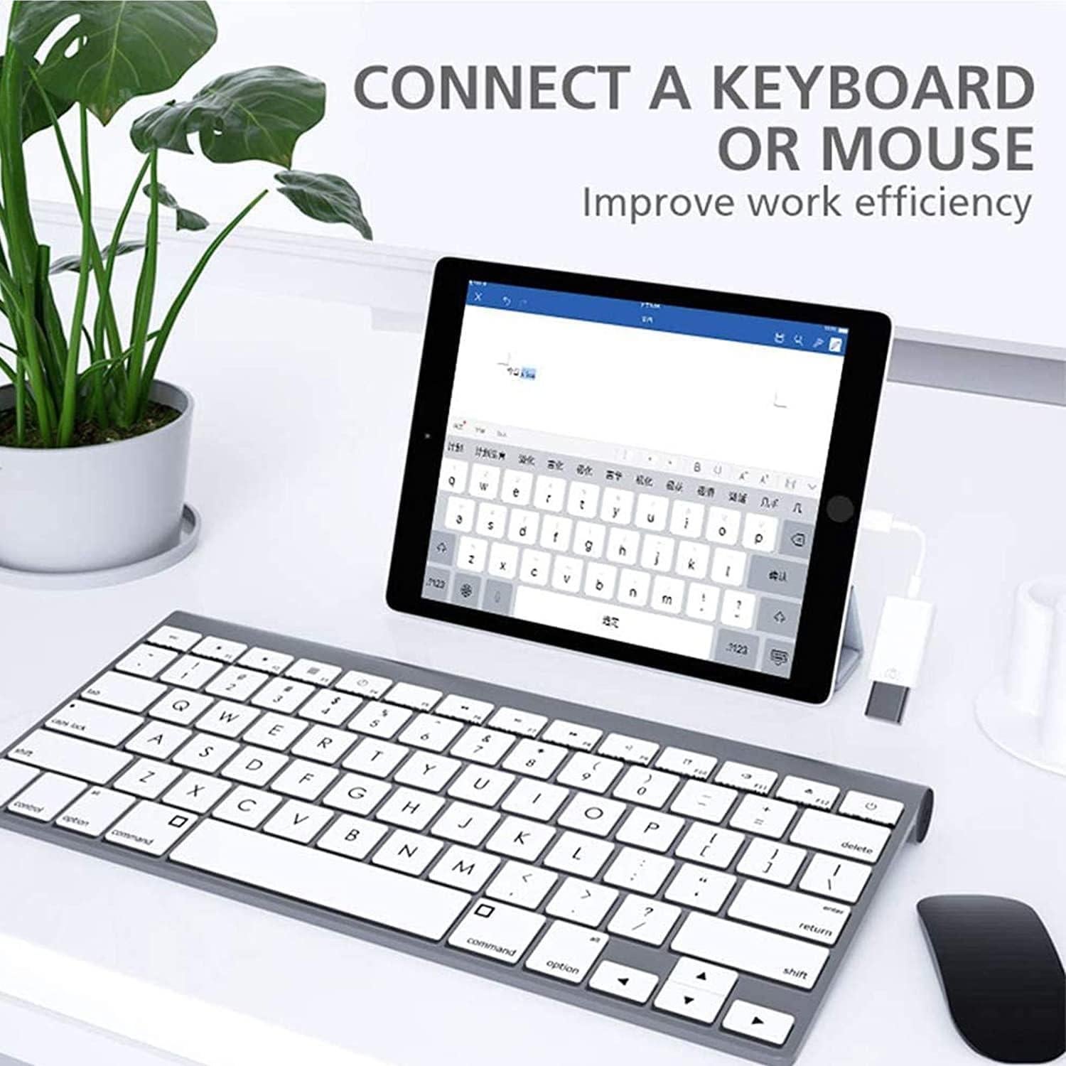 [Apple MFi Certified] Apple Lightning to USB Camera Adapter Lightning Female USB OTG Cable Adapter for Select iPhone, iPad Support Connect Camera, Card Reader, Flash Drive, MIDI Keyboard, White