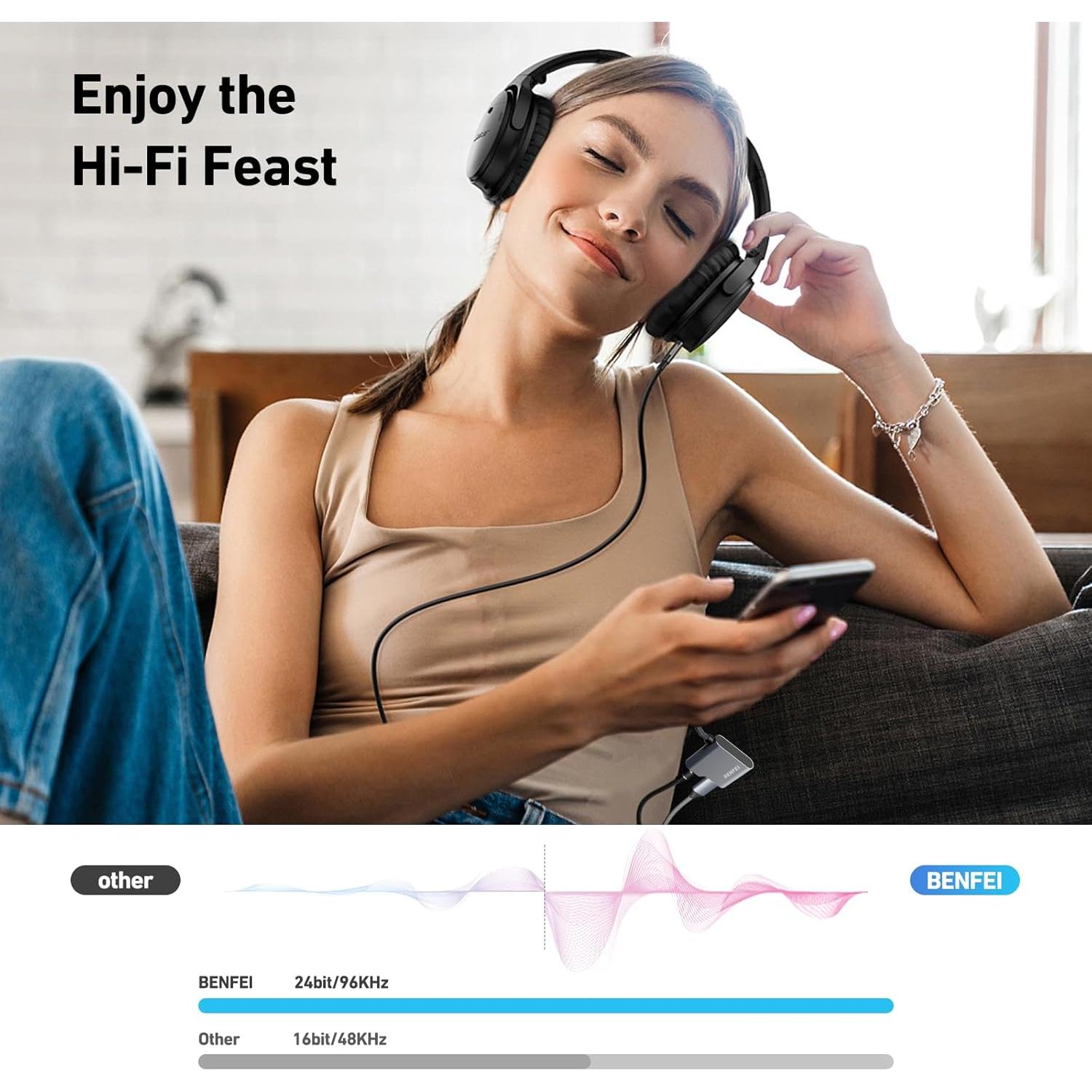 Adaptador USB C a Jack 3.5mm BENFEI con Carga Rápida 60W