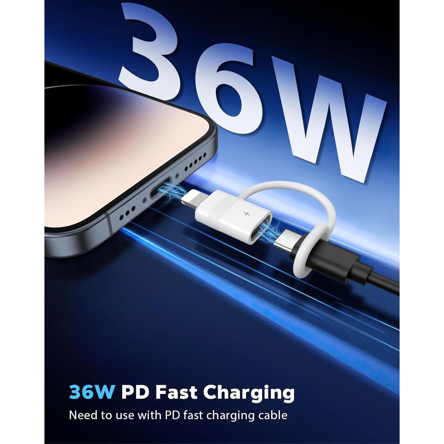 Adaptador MoKo USB C a Lightning 36W para iPhone y iPad