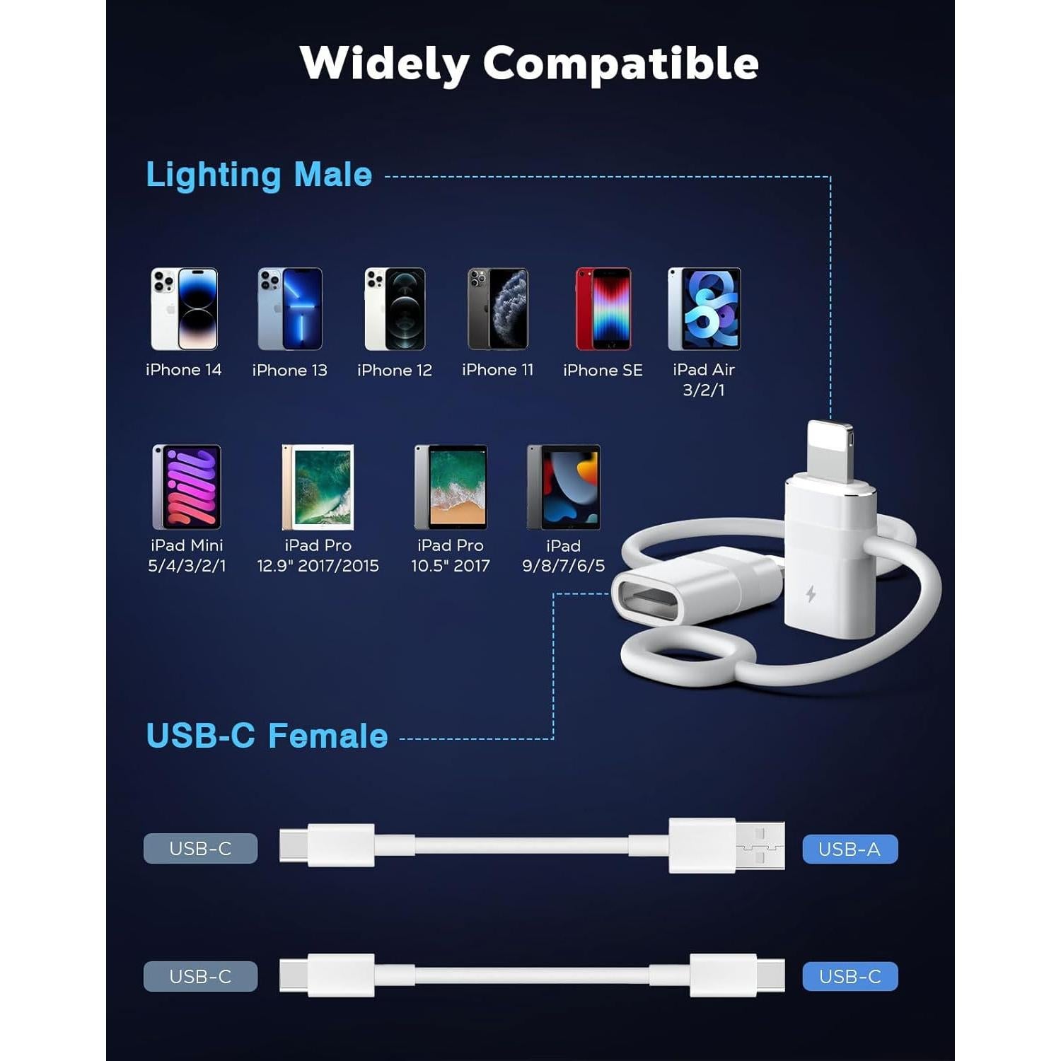 Adaptador MoKo USB C a Lightning 36W para iPhone y iPad