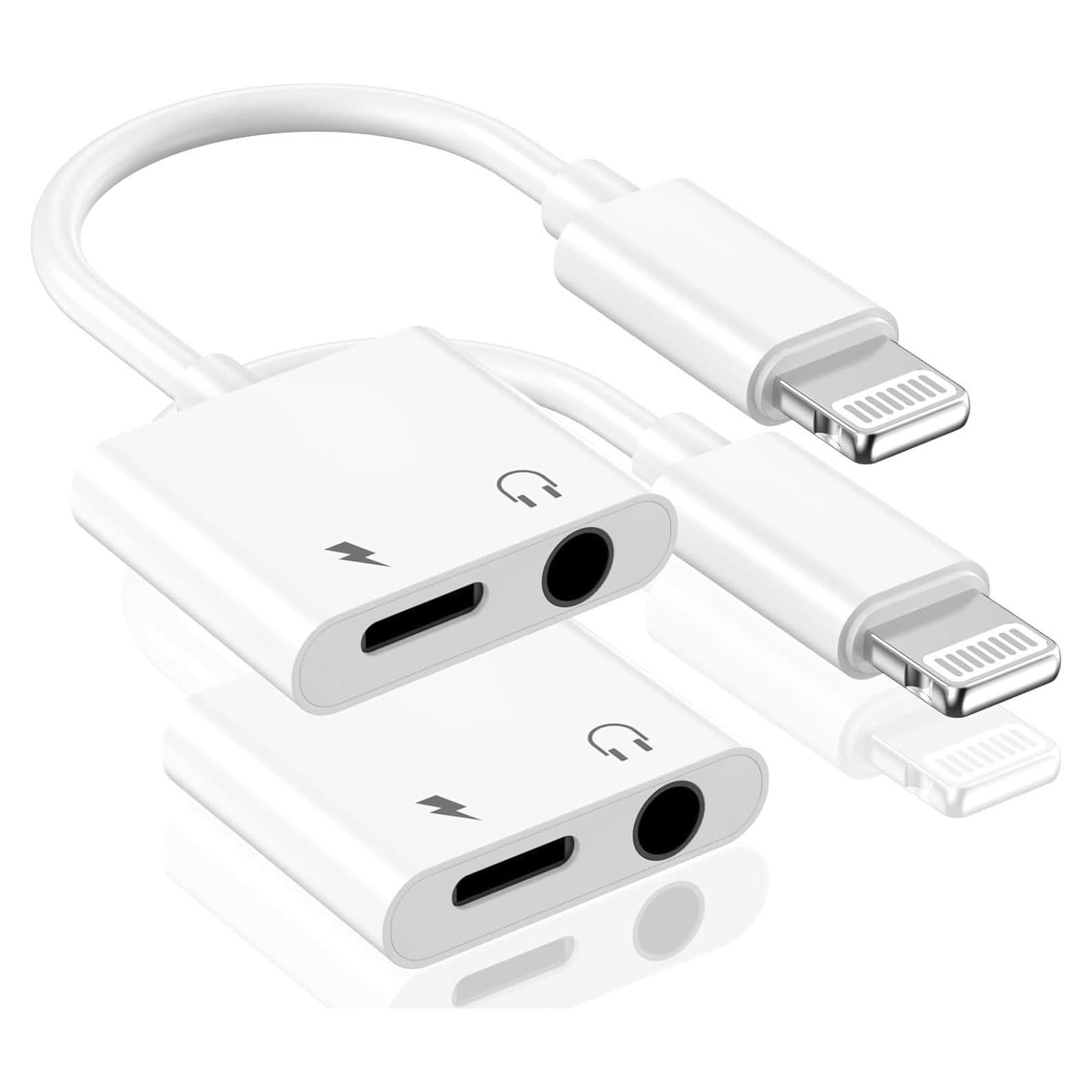 Adaptador Lightning a Jack 3.5mm 2 en 1 Apple MFi para iPhone