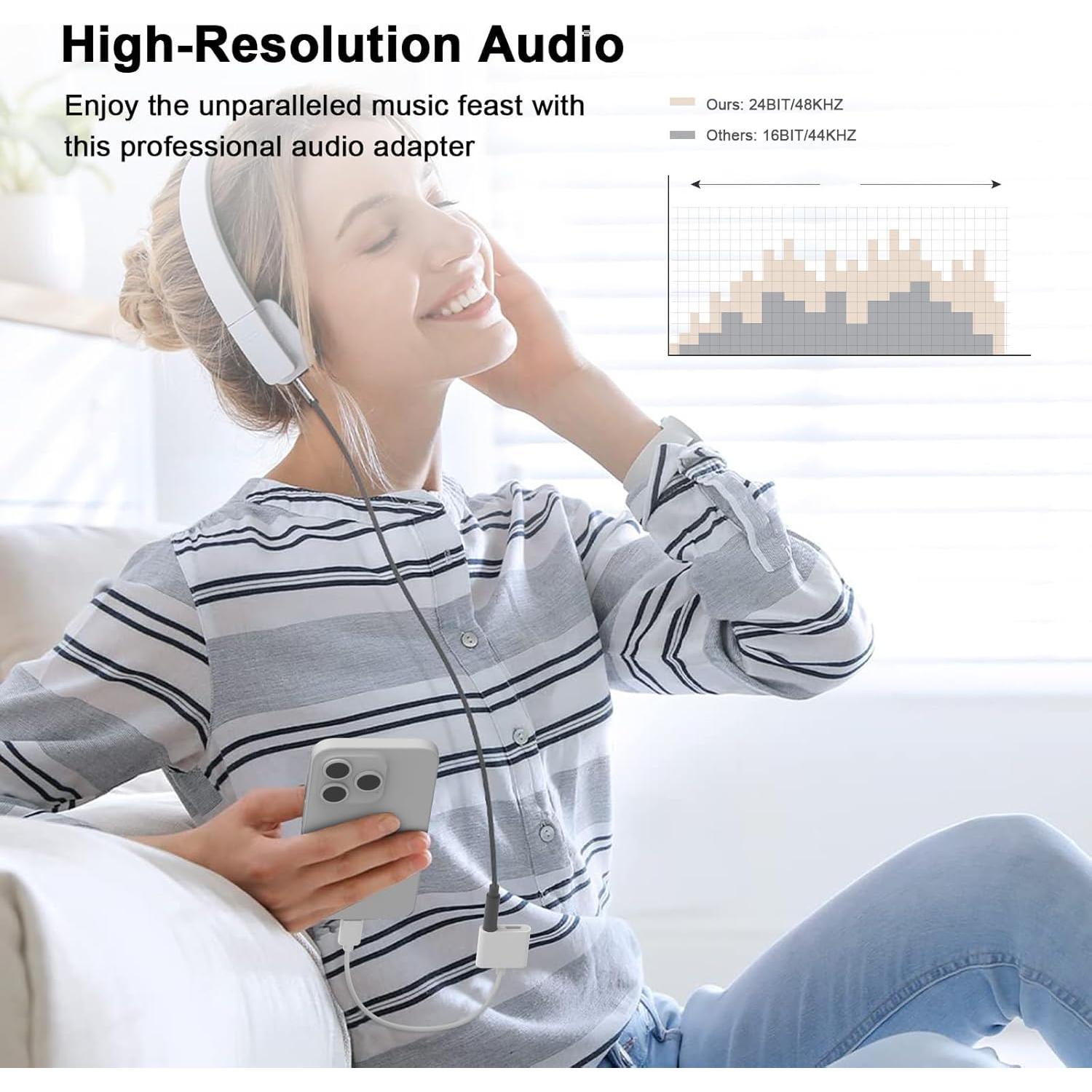 Adaptador Lightning a Jack 3.5mm 2 en 1 Apple MFi para iPhone