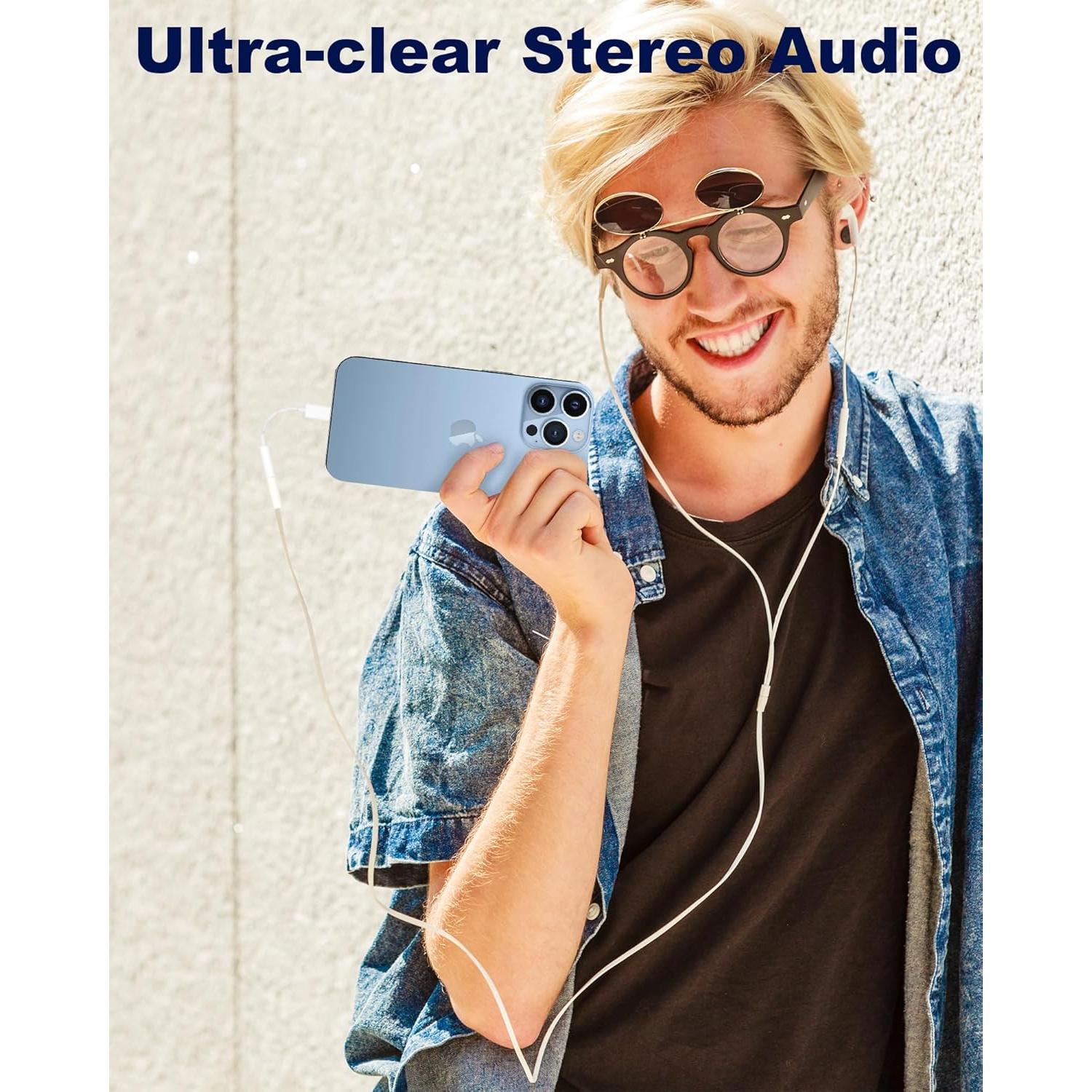 2Pack Lightning to 3.5mm iPhone Headphone Adapter Aux Audio Dongle with Aux Cord Headphone Jack Adapter Compatible with iPhone 14 13 12 11 X XS 8 7, Apple MFi Certified