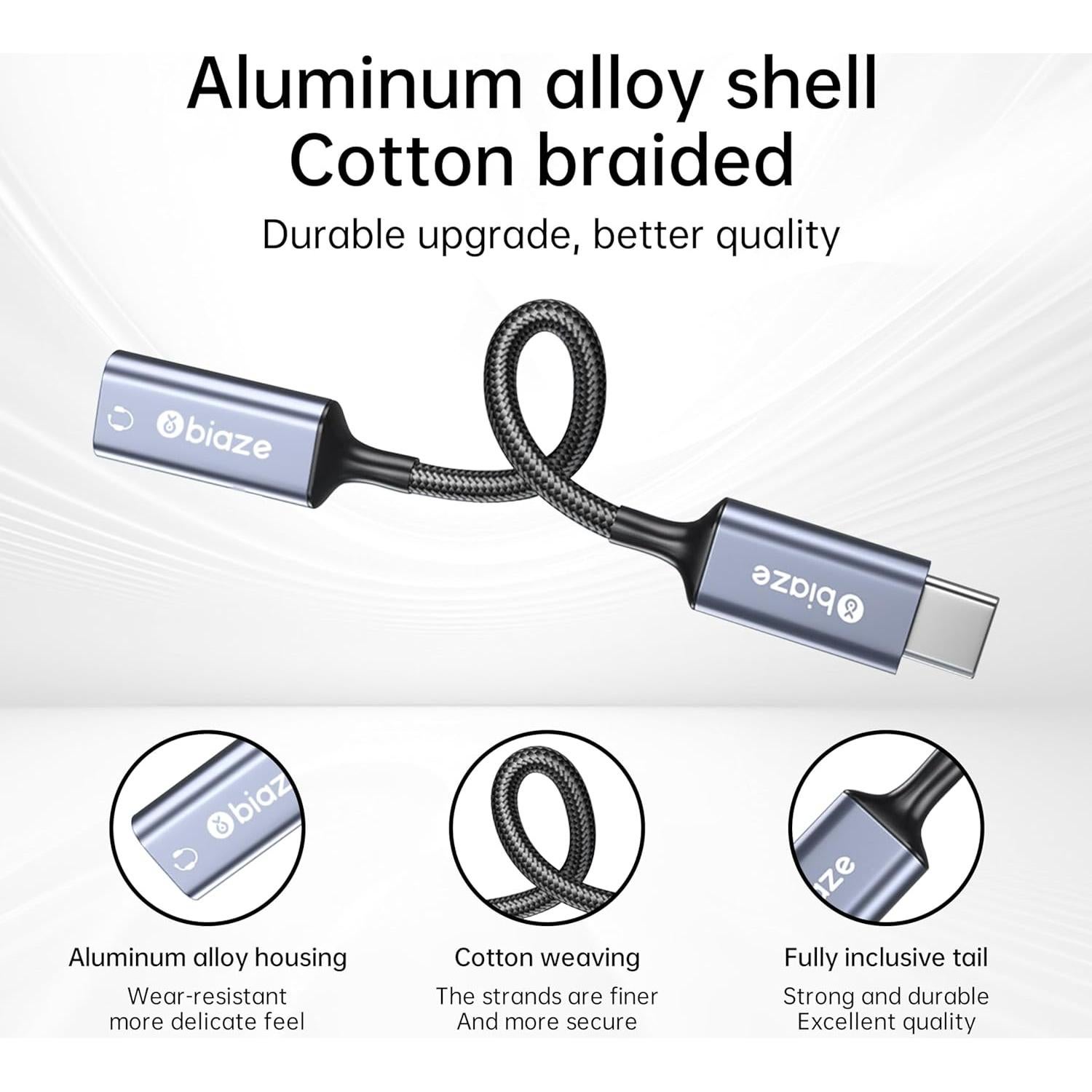 Adaptador de Audio USB-C a Lightning Biaze - 18g, MFi, Compatible iPhone