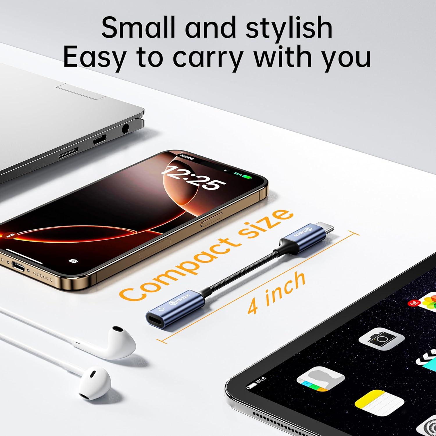 Adaptador de Audio USB-C a Lightning Biaze - 18g, MFi, Compatible iPhone