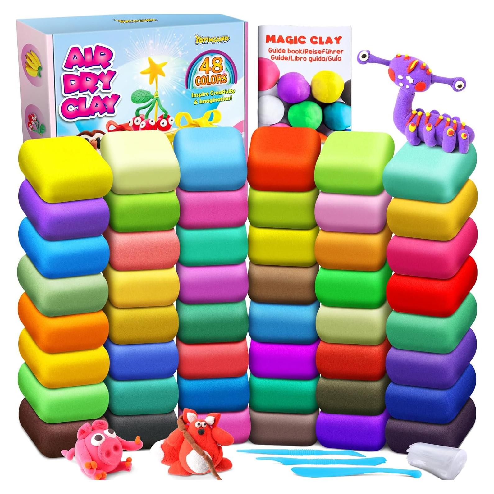 Arcilla Secada al Aire YOPINSAND 48 Colores para Niños