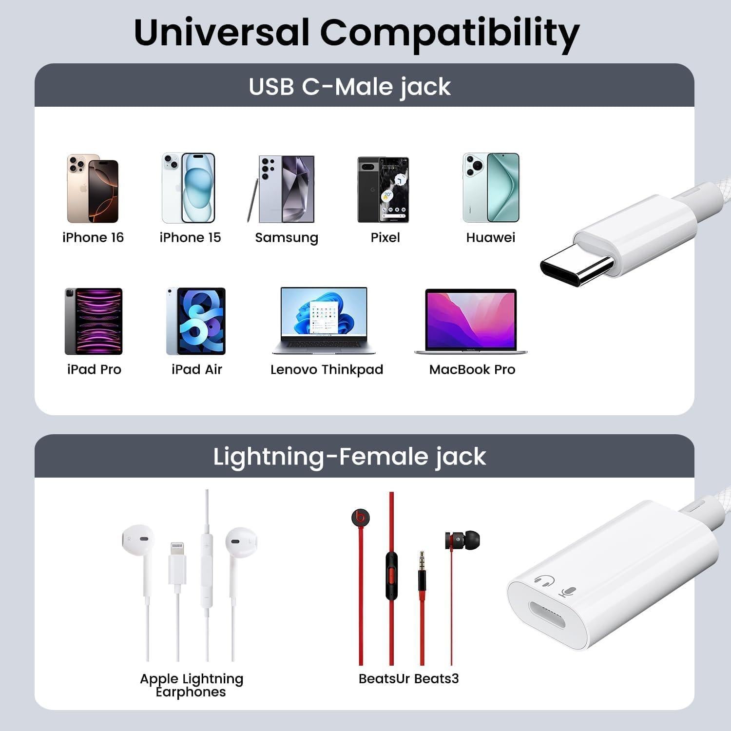 Adaptador de Audio USB-C a Lightning Vcddom para iPhone y iPad