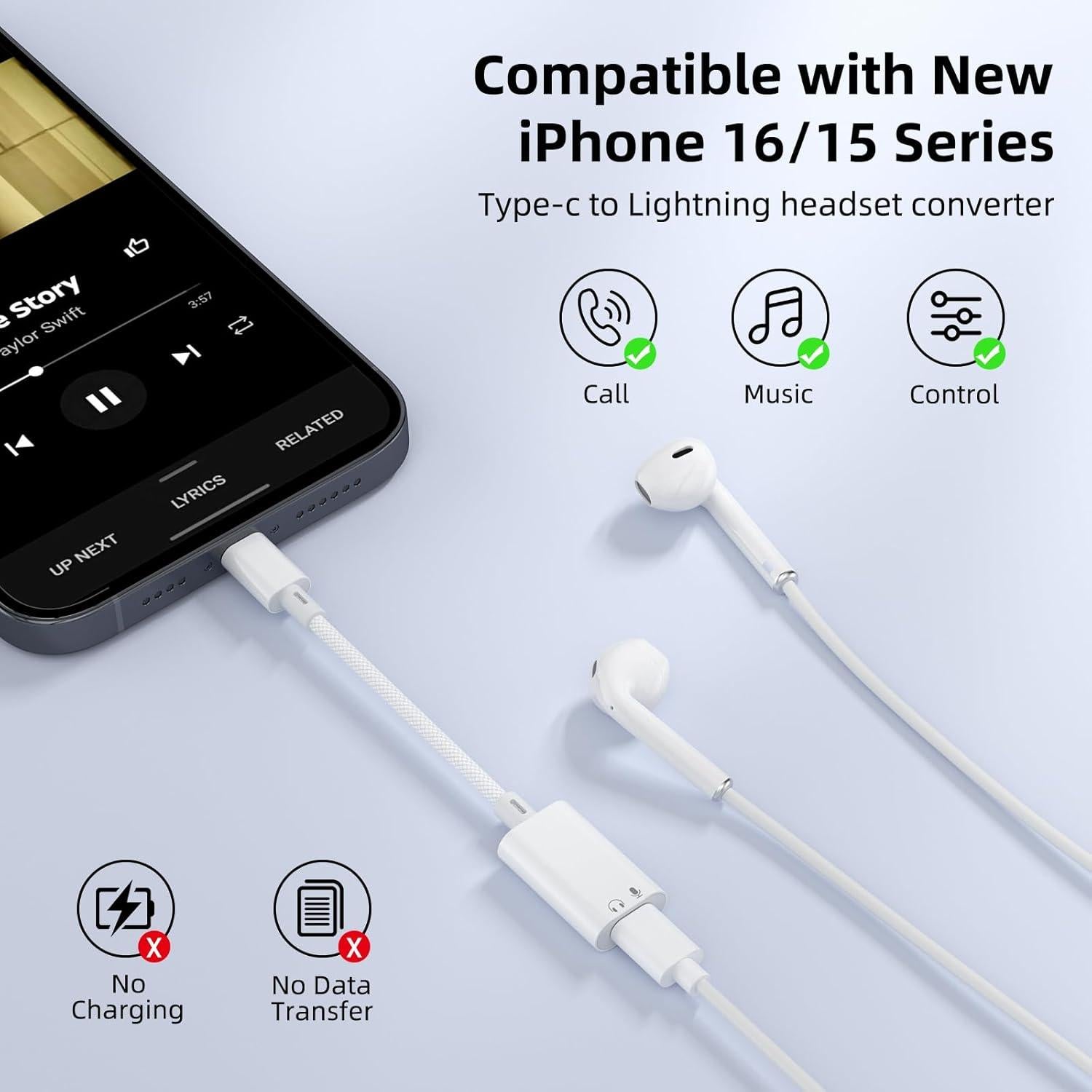 Adaptador de Audio USB-C a Lightning Vcddom para iPhone y iPad