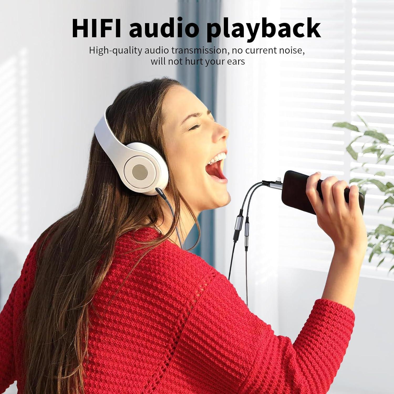 2 in 2 Lightning and USB C to 3.5mm Headphone and Fast Charger Adapter, USB C to 3.5mm Jack, Lightning to 3.5mm Jack, Compatible with Lightning GalaxyS22, iPad Pro, Pixel, iPhone 14 13 12 11 X, etc.