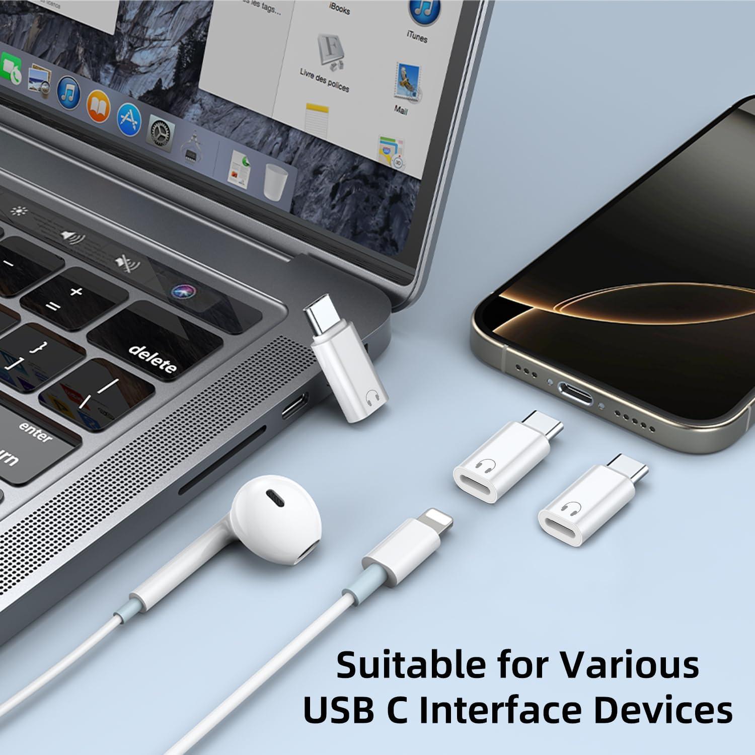 Paquete de 3 Adaptadores de Audio USB C a Lightning Jadebones