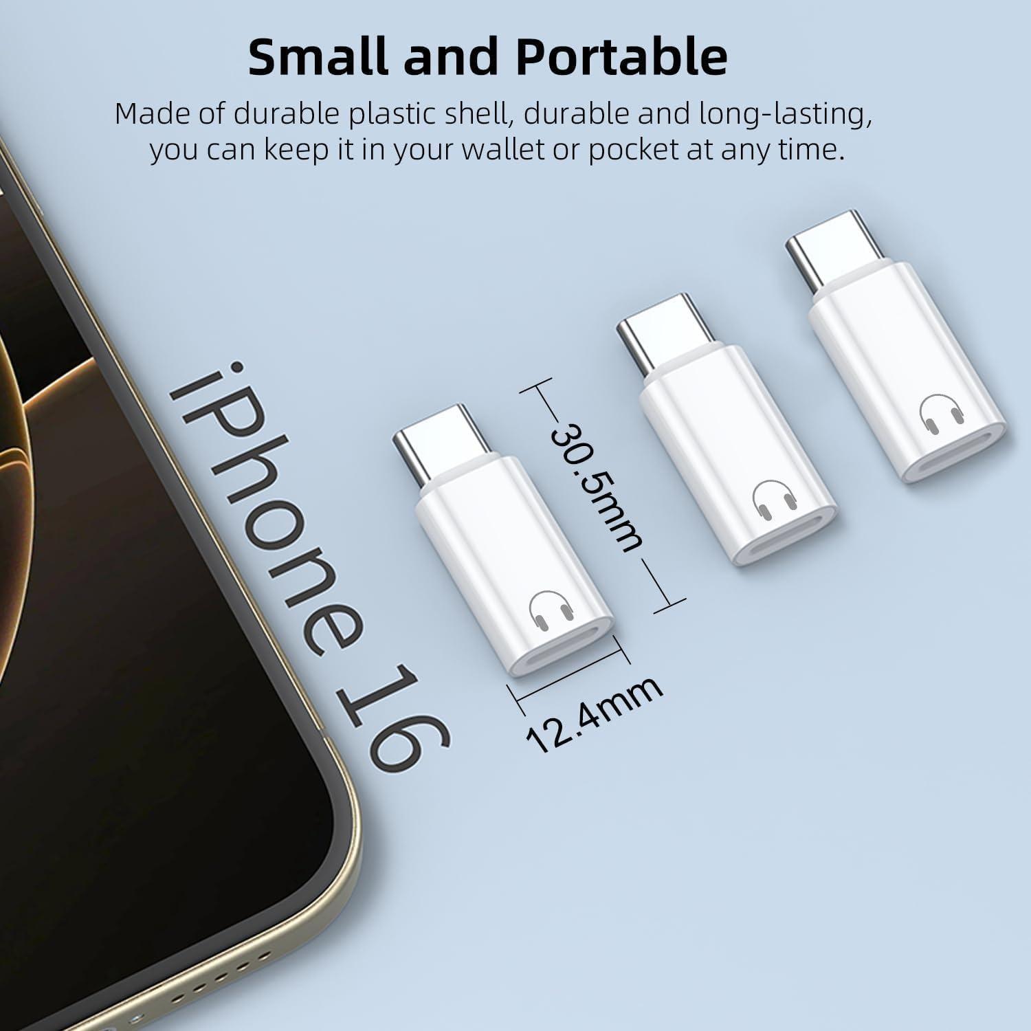 Paquete de 3 Adaptadores de Audio USB C a Lightning Jadebones